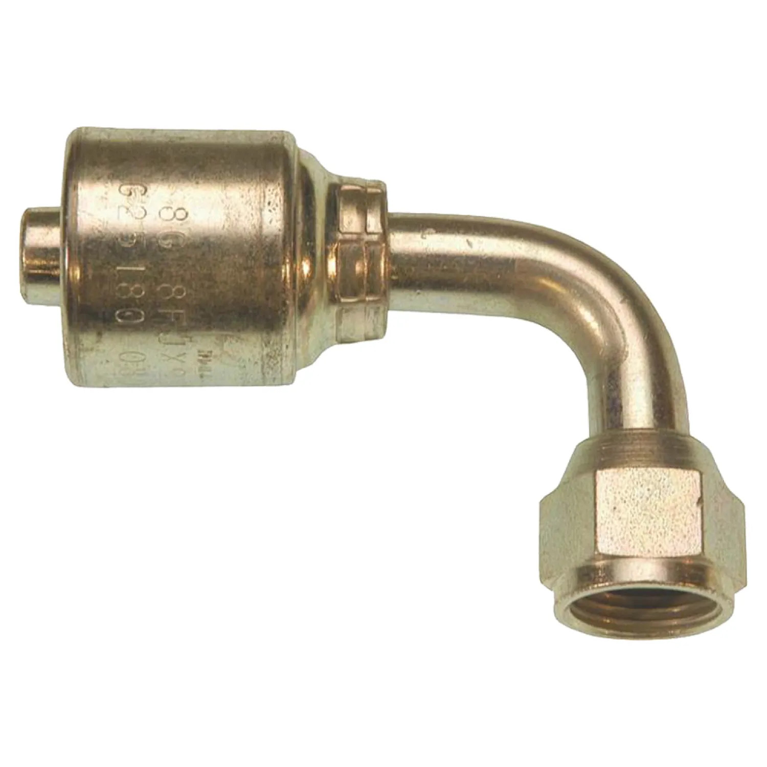 Gates G251800810 MegaCrimp G25 Hydraulic Hose Elbow, 90 deg, 1/2 in, Female JIC 37 deg Flare Swivel 3.2 in L