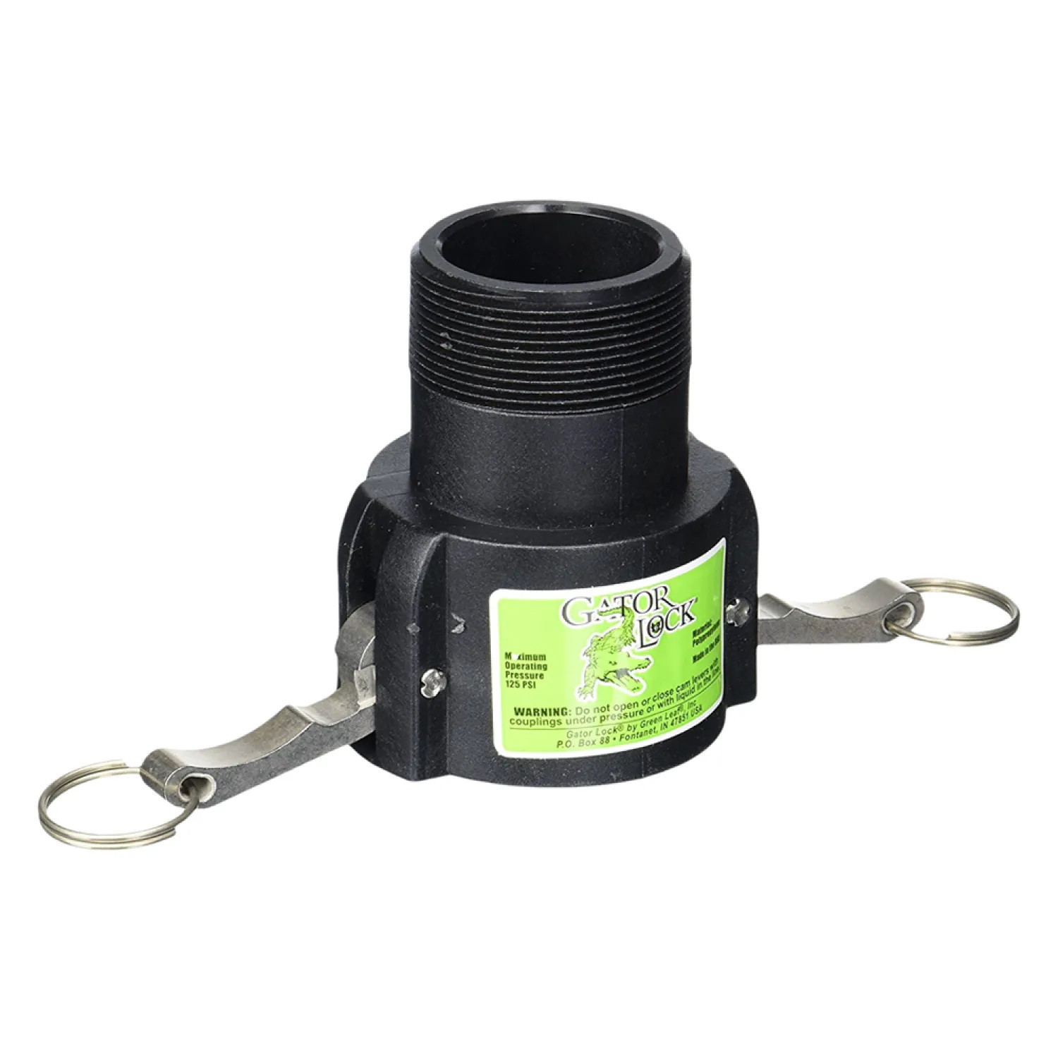Green Leaf GLP200BNL Gator Lock GLP200BNL Cam Lever Non-Locking Hose Coupling, 2 in, Female Coupler x MNPT, 125 psi, Polypropylene