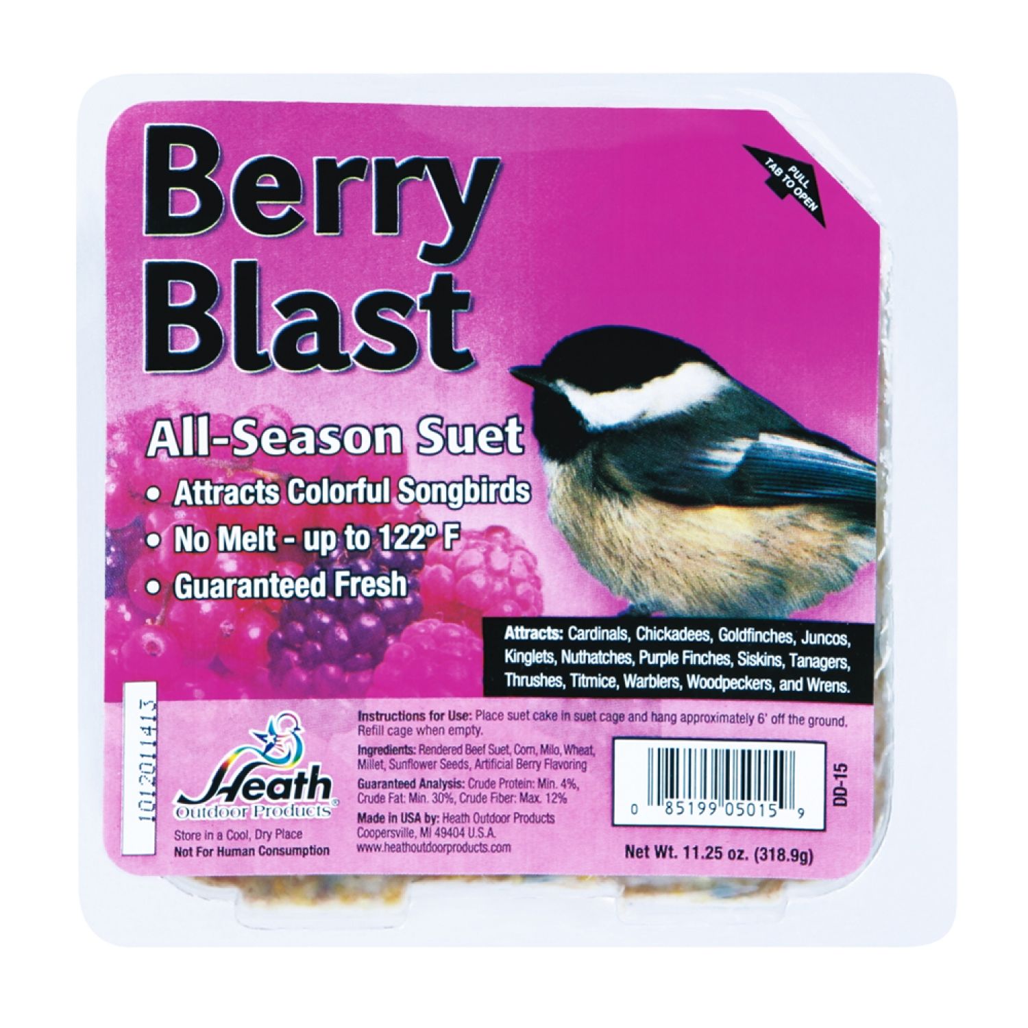 Heath DD-15 Heath Outdoor DD-15 All Season Berry Blast Suet Cake, 11.25 oz