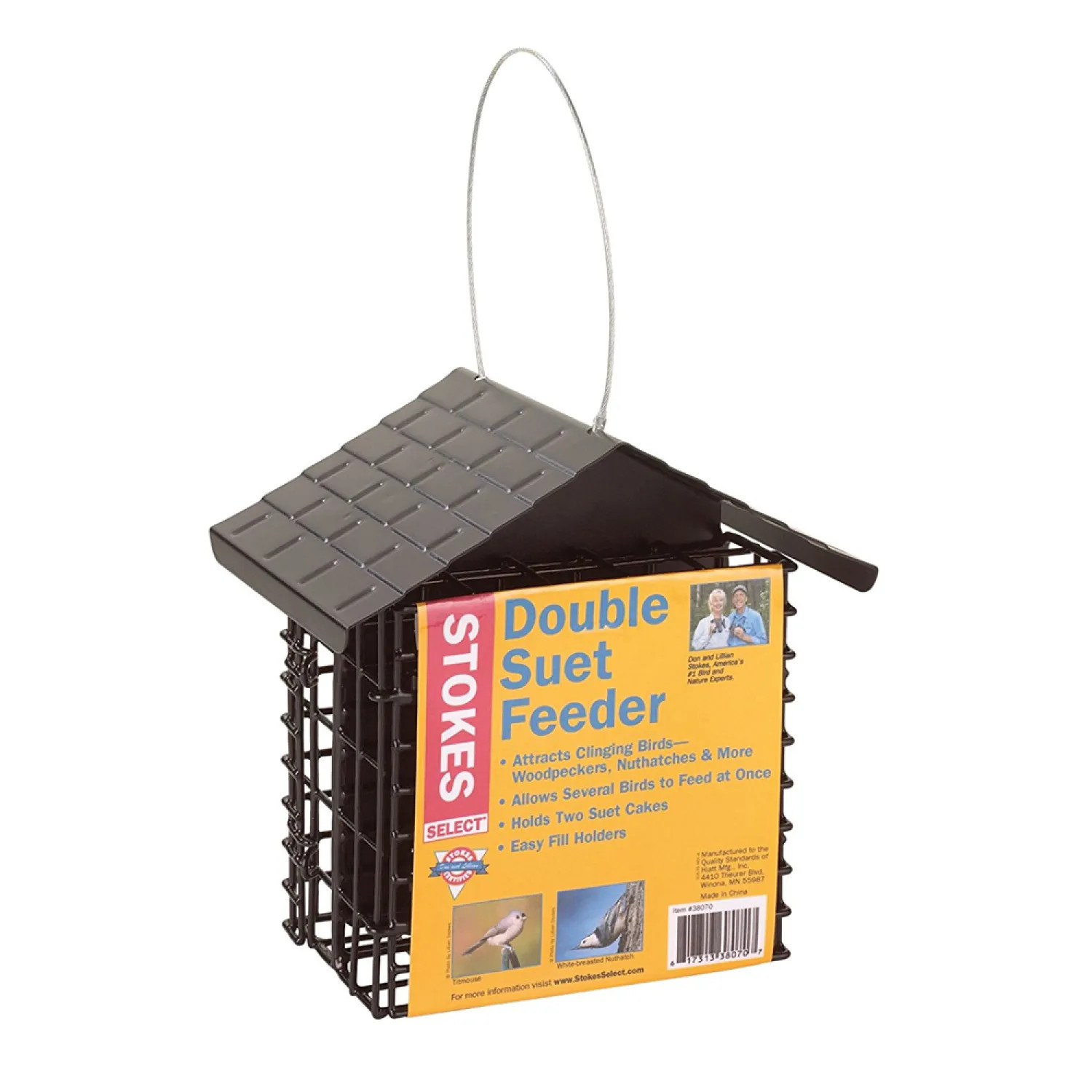 Hiatt 38070 Stokes Select 38070 Suet Bird Feeder, 2 Cake Capacity 8.3 in W x 6-1/2 in L x 5-1/2 in H, Jade