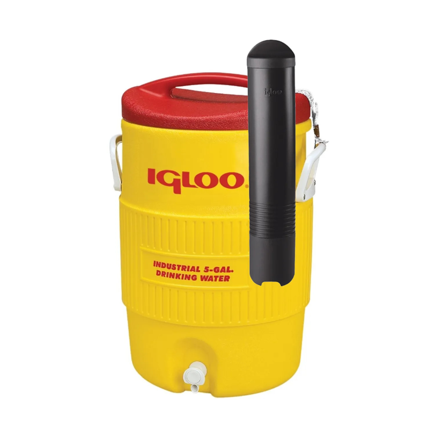 Igloo 11863 Igloo 11863 Industrial Water Cooler With Cup Dispenser, 5 gal, Plastic, Yellow Body/Red Lid