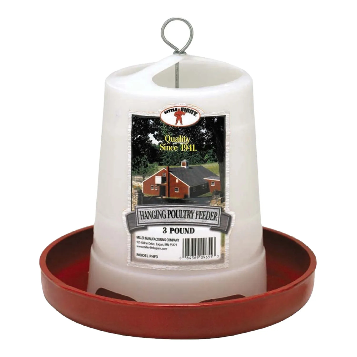 Miller Mfg PHF3 Little Giant PHF3 Economy Poultry Feeder, 3 lb Capacity, 8-1/4 in Dia 8-3/4 in H, Plastic