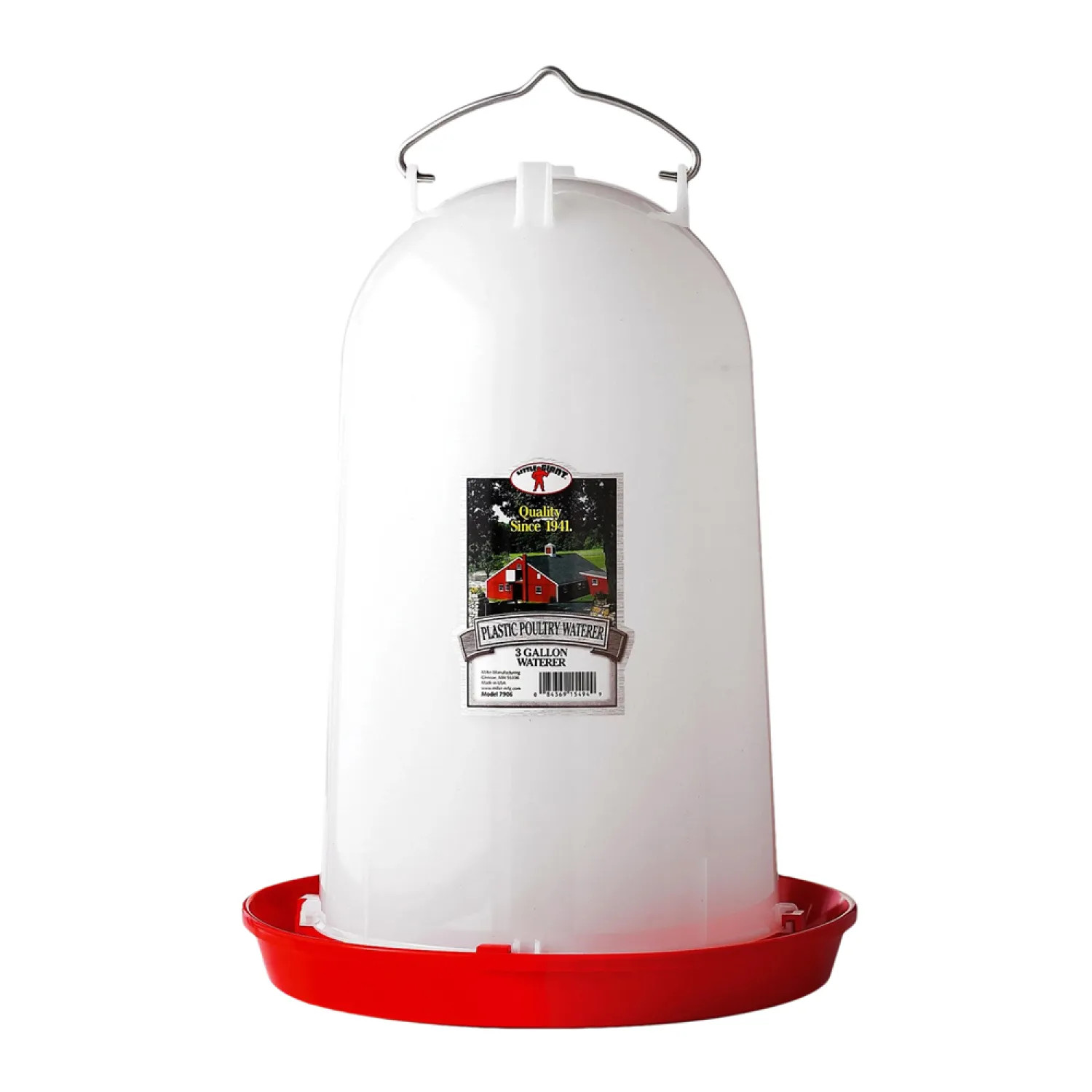 Miller Mfg 7906 Miller 7906 Heavy Duty Transparent Poultry Waterer, 3 gal Capacity, 12 in Dia X 16 in H