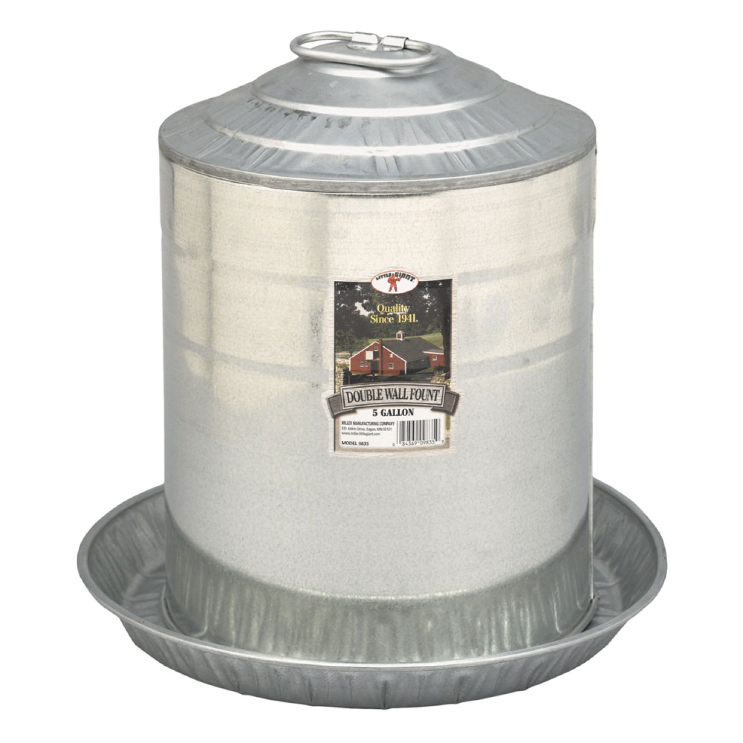 Miller Mfg 9835 Miller 9835 Double Wall Heavy Gauge Poultry Fountain, 5 gal Capacity, 15-1/4 in Dia X 15-1/4 in H