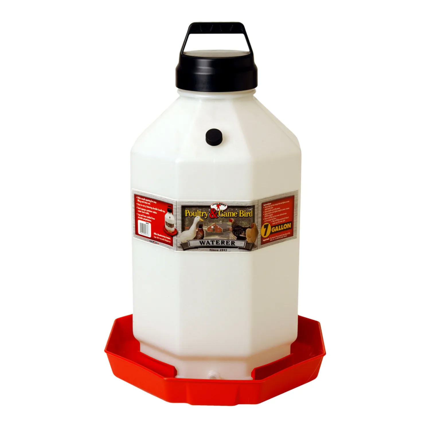 Miller Mfg PPF7 Miller PPF7 Heavy Duty Poultry Waterer, 7 gal Capacity, 16 in Dia X 24 in H, Plastic