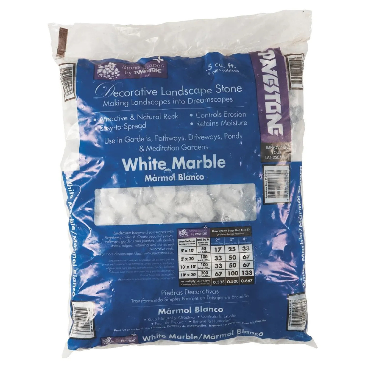 Pavestone 54141 Pavestone 54141 Decorative Marble Chips, 0.5 cu-ft, White