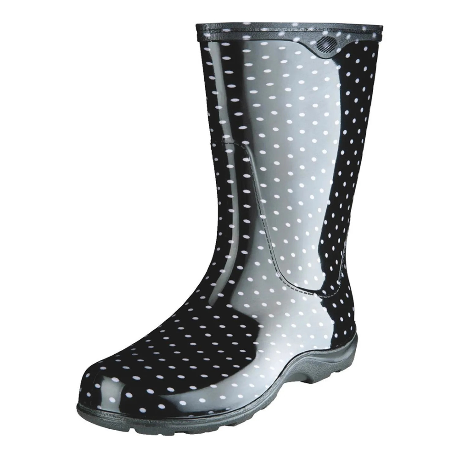 Sloggers 5013BP07 Sloggers Polka Dot Rain and Garden Boots with All Day Comfort Insole, Size 7, Women, Black/White - 5013BP07 