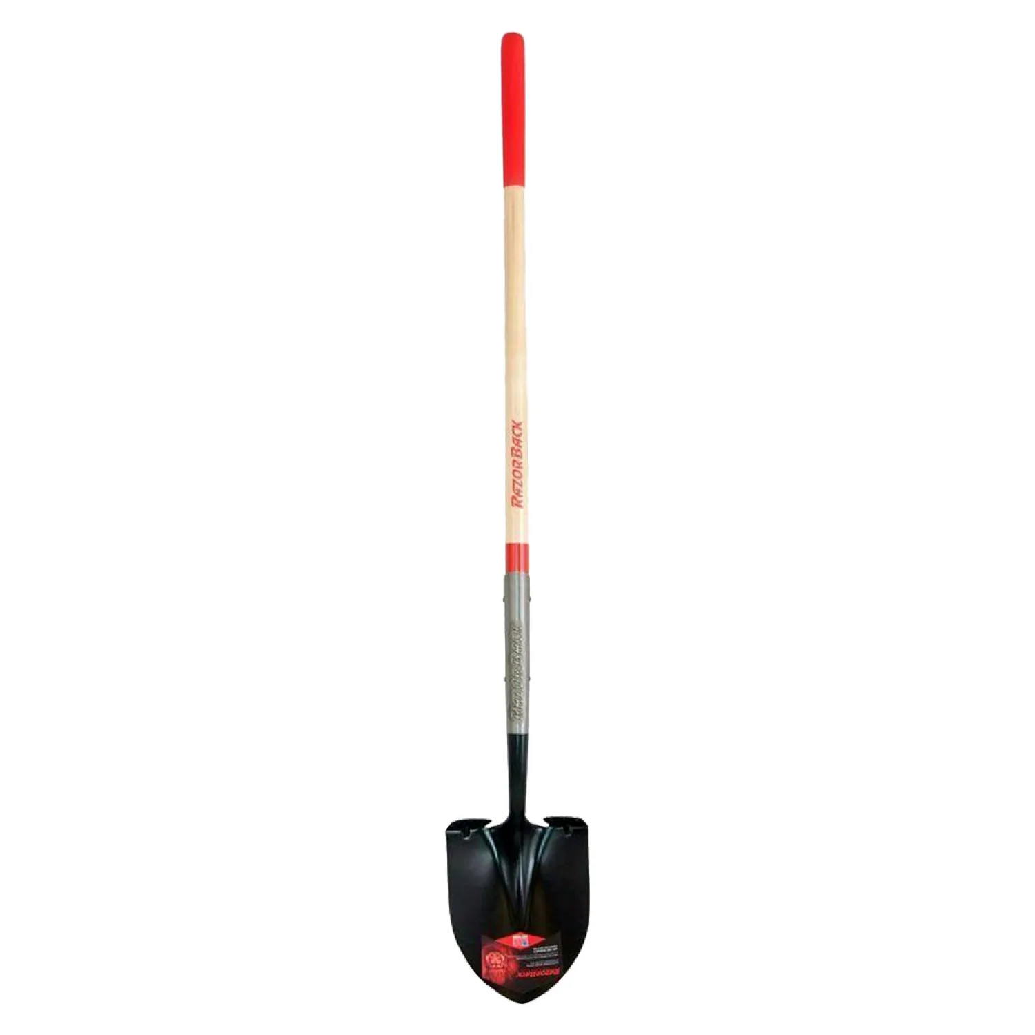 Ames 2593600 Razor-Back 2593600 Digging Shovel, 9 in W x 5-1/8 in L, Tempered Steel, 55-1/8 in, Cushion Grip, Long Hardwood Handle