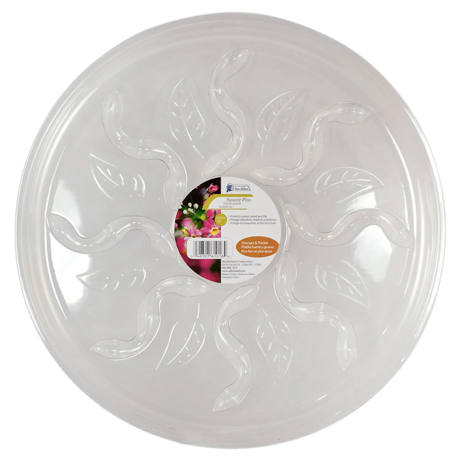 Woodstream SP12VUS Saucer Plus SP12VUS Heavy Duty Waterproof Planter Saucer, 12 in Dia x 1 in H, Plastic, Clear