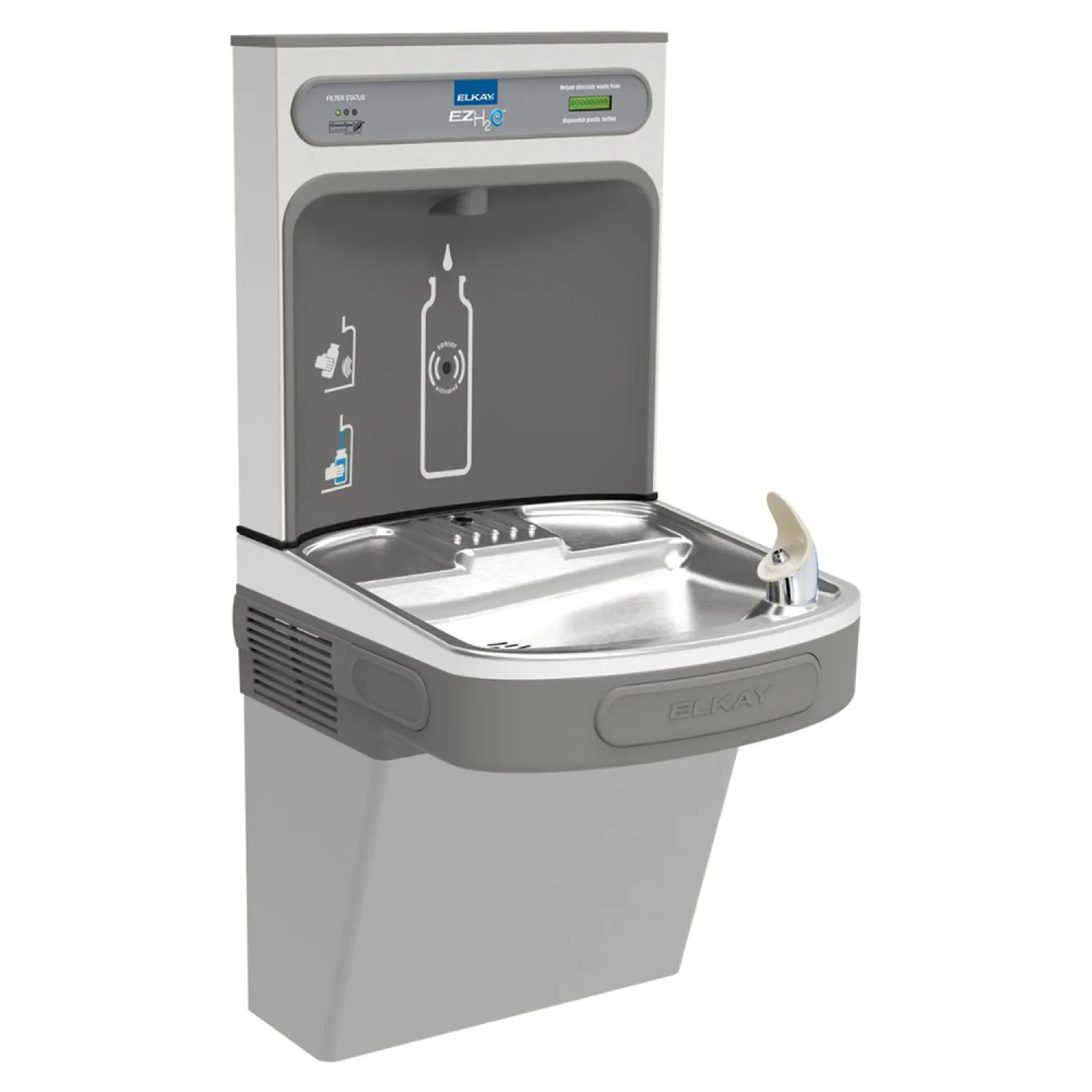 Elkay LZS8WSLK Elkay LZS8WSLK ezH2O Bottle Filling Station w/ Single Cooler - Filtered, 8 GPH, Wall Mount, ADA, Light Gray Granite