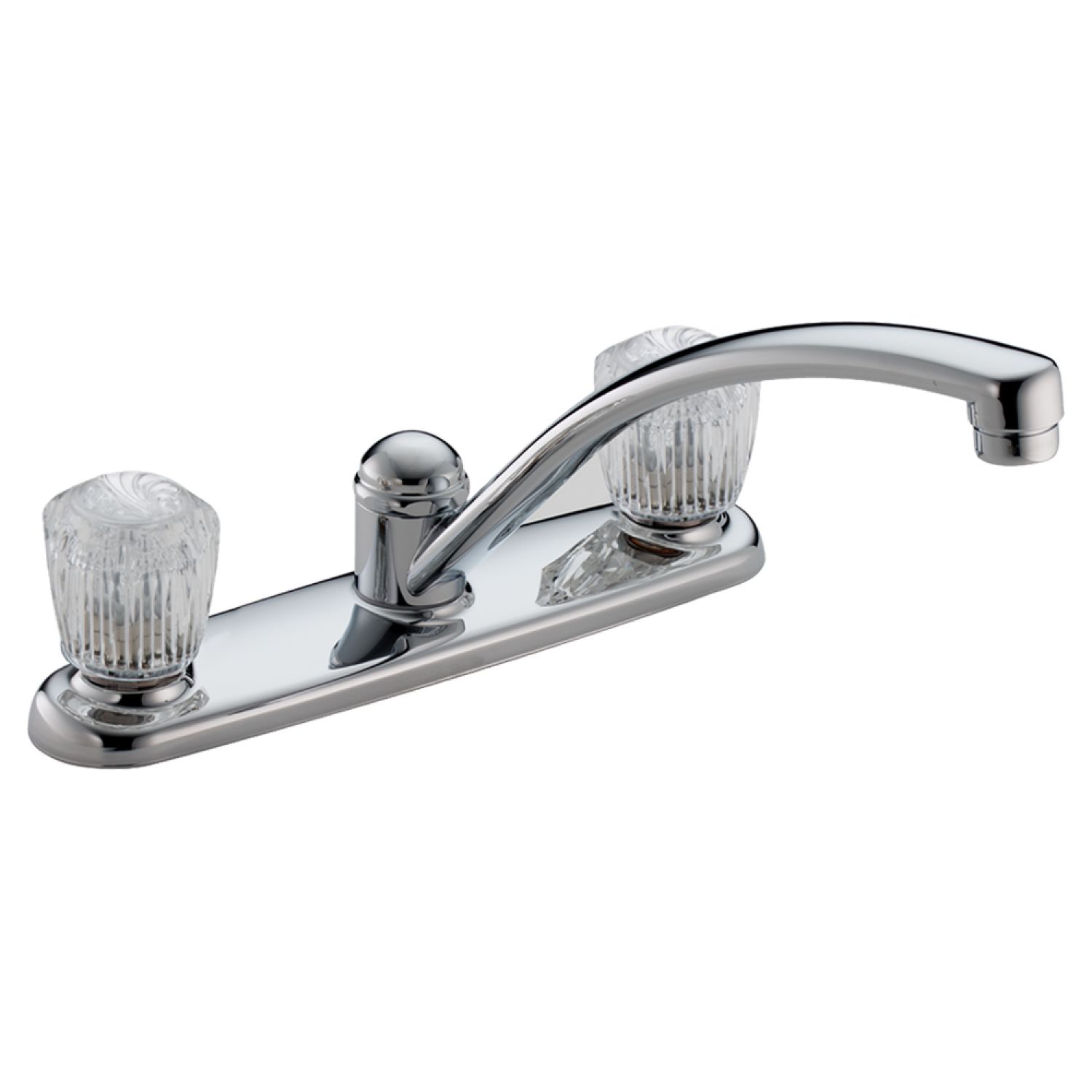 Delta 2102LF Delta Classic Two Handle Kitchen Faucet, Clear Knob Handles, Chrome - 2102LF