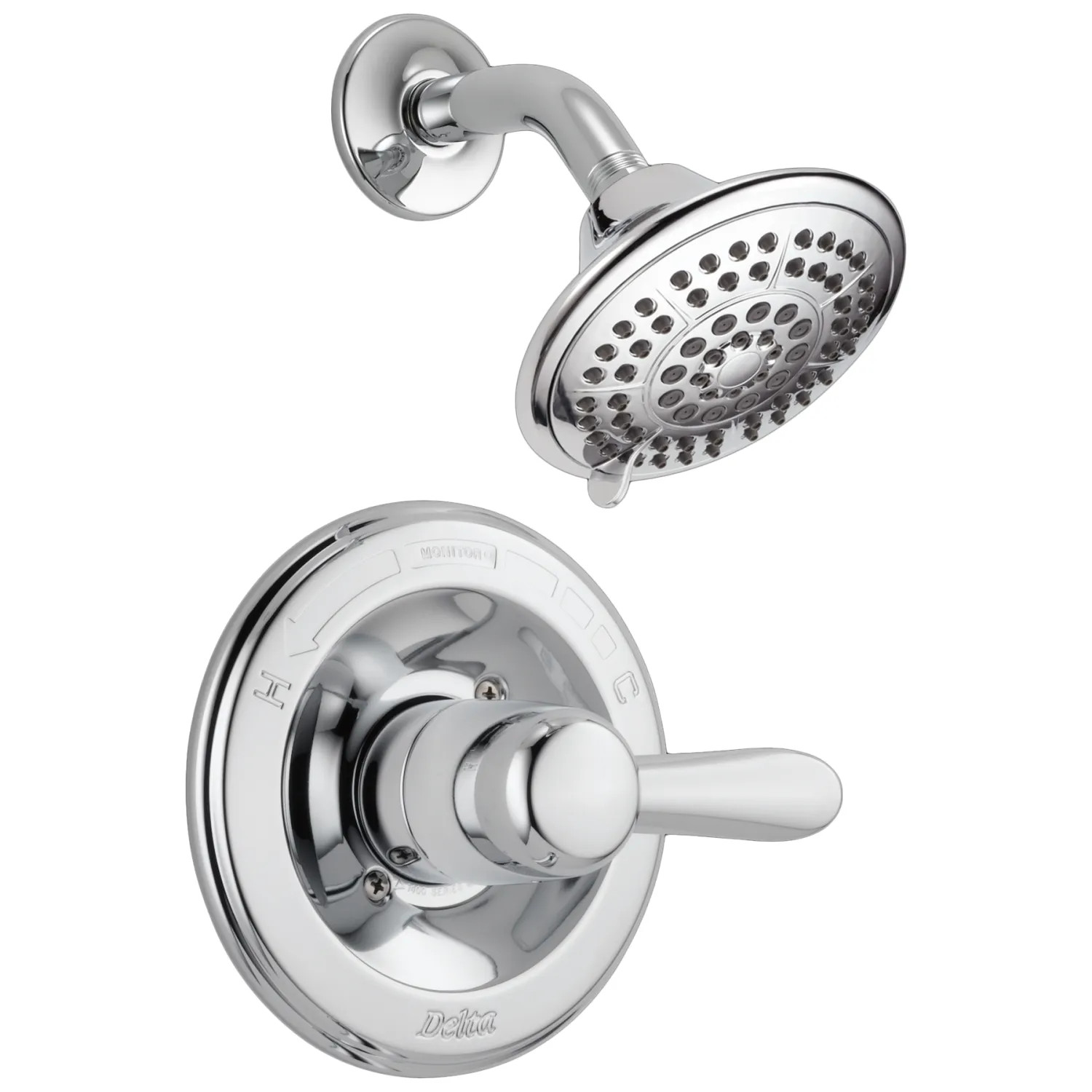 Delta T14238 Delta Lahara Monitor 14 Series Single-Handle Shower Faucet with 5-Setting Rain Showerhead, 1.75 GPM, Lever Handle, Chrome - T14238