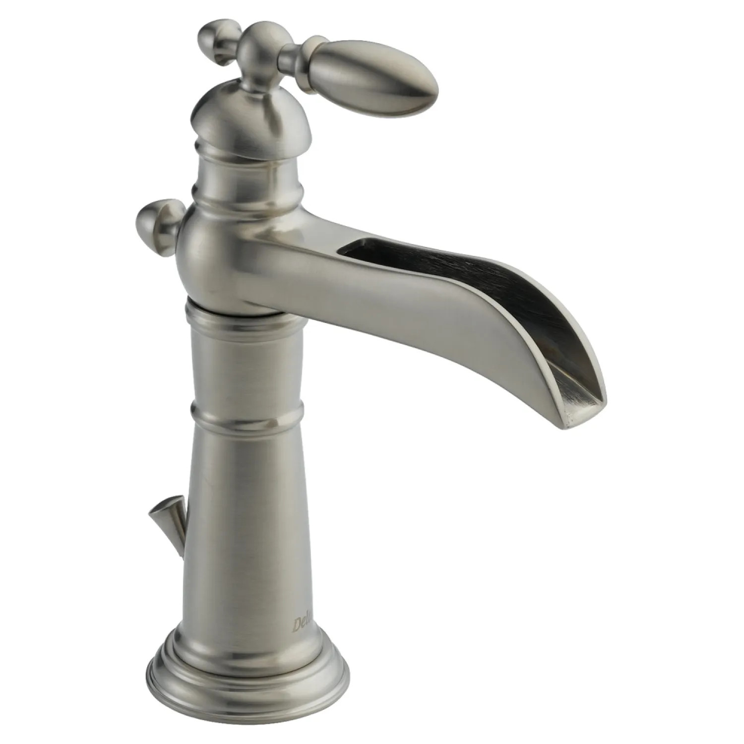 Delta 554LF-SS Delta Victorian Channel Spout Stainless Lavatory Faucet, Metal Pop-Up, 1.2 GPM, Single-Handle, Lever Handle - 554LF-SS