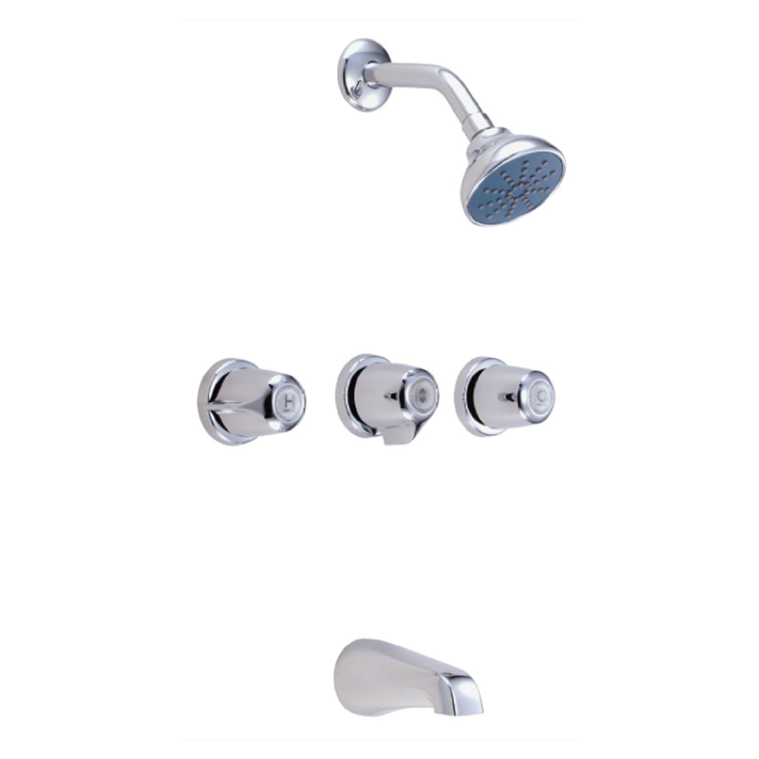 Gerber G0048031 Gerber Classics 3-Handle Tub/Shower Faucet with Single-Function Showerhead, 1.75 GPM, Metal Handles, Sweat, Threaded Escutcheon, Chrome - 48-031