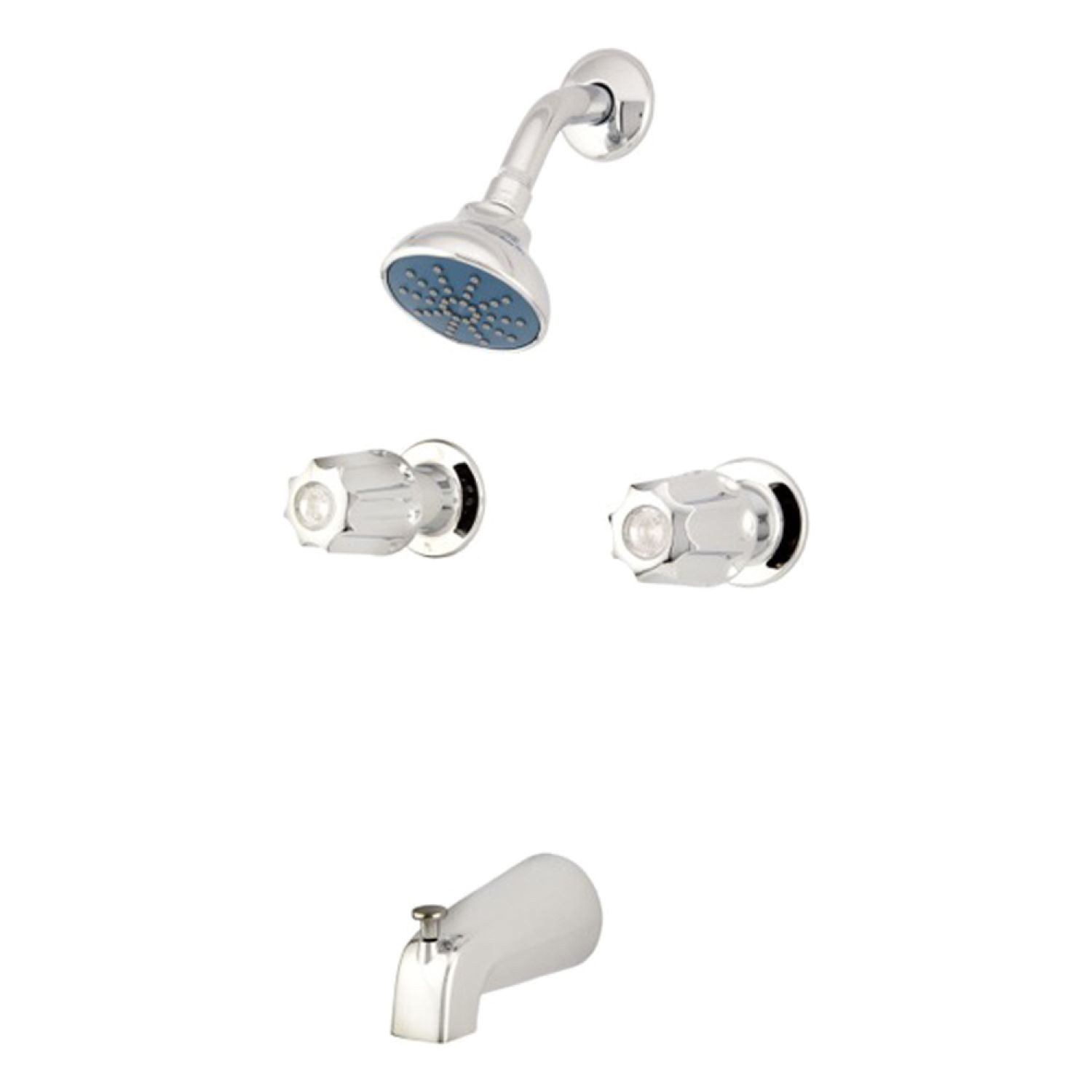 Gerber G0748720 Gerber Classics Two-Handle Tub/Shower Faucet with Single-Function Showerhead, 2.0 GPM, Metal Fluted Handles, IPS/Sweat, Chrome - 07-48-720