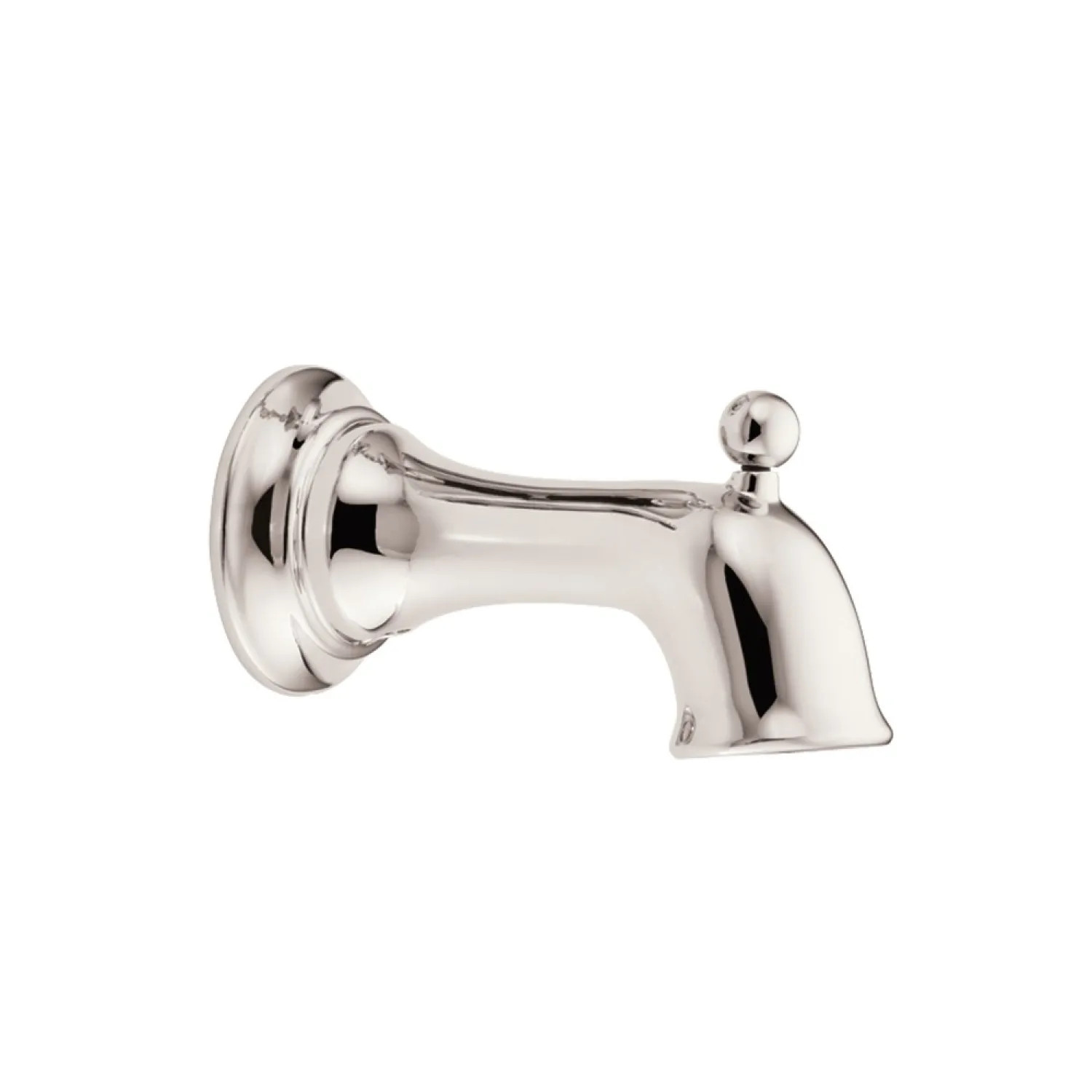 Moen S114NL Moen 6-3/4-inch Wall Mounted Polished Nickel Tub Spout with Pull-Up Diverter, 1/2-inch Connection Size, Slip Fit - S114NL