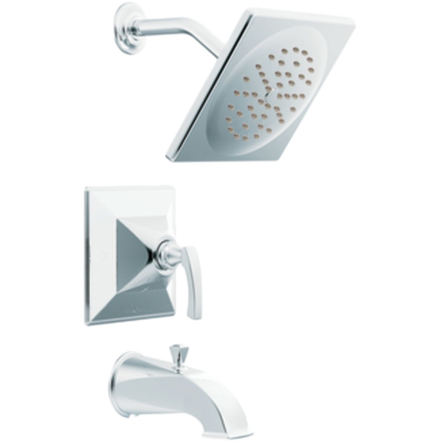 Moen TS354 Moen Divine Posi-temp Tub/Shower Faucet with 2.5 GPM Rainshower, 1-Function, Single Lever Handle, M-PACT, Immersion, Chrome - TS354