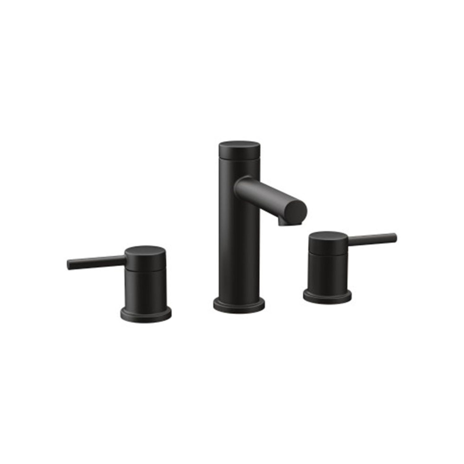 Moen T6193BL Moen Align Two-Handle High Arc Matte Black Widespread Bathroom Faucet with Red/Blue Indicators, M-PACT, 1.2 GPM, ADA Lever Handle, Three-Hole - T6193BL
