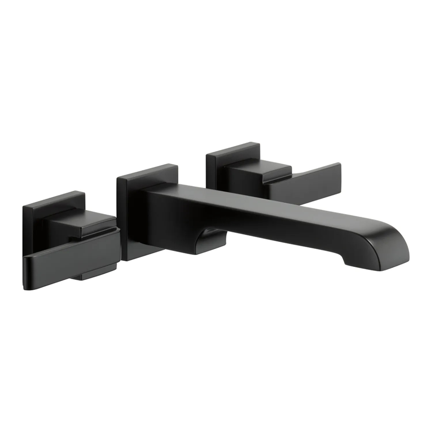 Delta T3567LF-BLWL Delta Ara Angular Spout Wall-Mount Matte Black Lavatory Faucet Trim, Less Pop-Up, 1.2 GPM, Two-Handle, Less Rough-In - T3567LF-BLWL