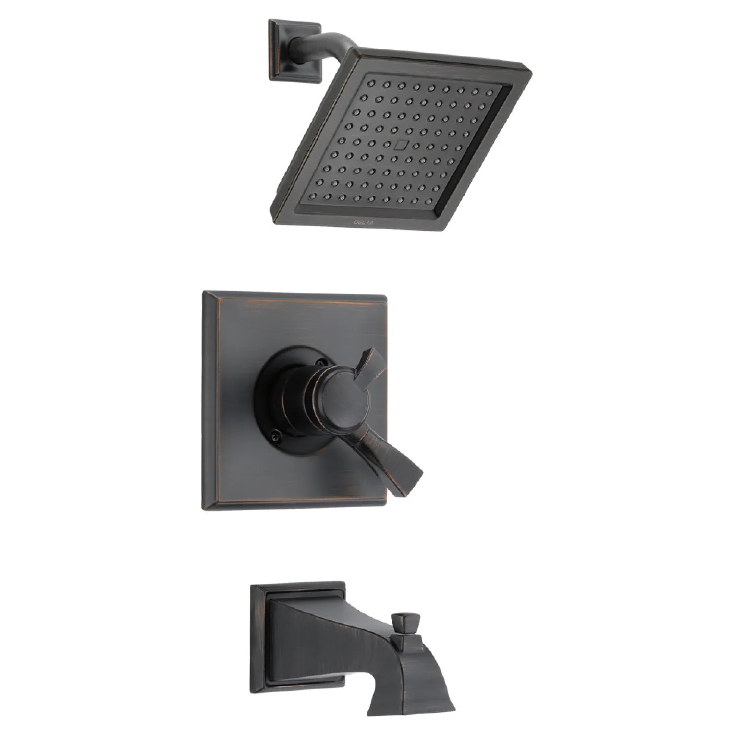 Delta T17451-RB-WE Delta Dryden Monitor 17 Series Two-Handle Tub/Shower Faucet with Single-Setting Rain Showerhead, 1.75 GPM, Lever Handles, Venetian Bronze - T17451-RB-WE