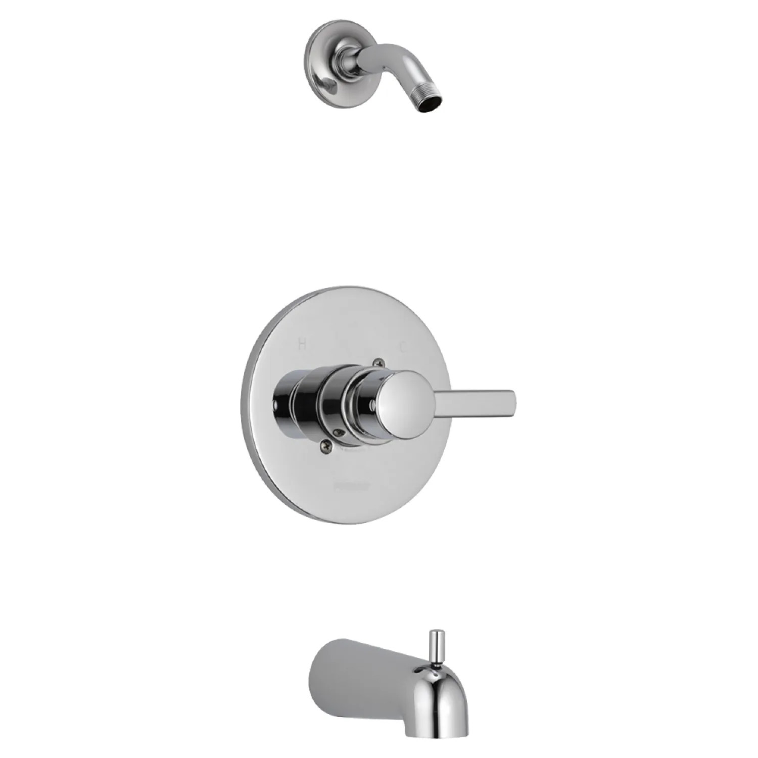 Peerless PTT188792-LHD Peerless Precept Round Single-Handle Pressure Balance Tub and Shower Faucet with Diverting Tub Spout, Less Shower Head, Chrome - PTT188792-LHD