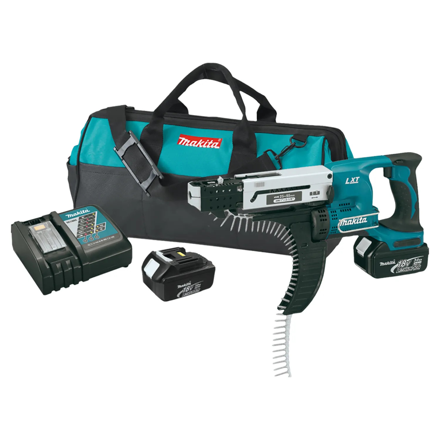 Makita XRF02 Makita 18V LXT Lithium-Ion Cordless Autofeed Screwdriver Kit with 2-Pack 3.0Ah Battery, Charger, and Tool Bag - XRF02