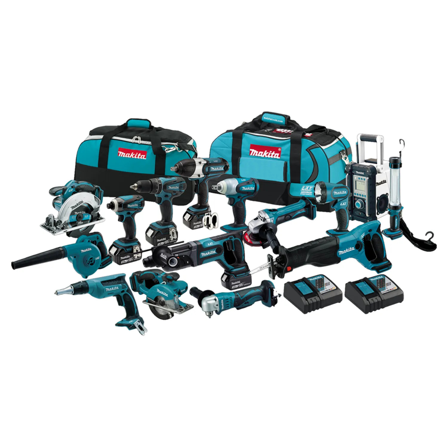 Makita XT1500 Makita 18V LXT Lithium-Ion Cordless 15-Piece Combo Kit with 3.0Ah Batteries, Chargers, and Tool Bags - XT1500