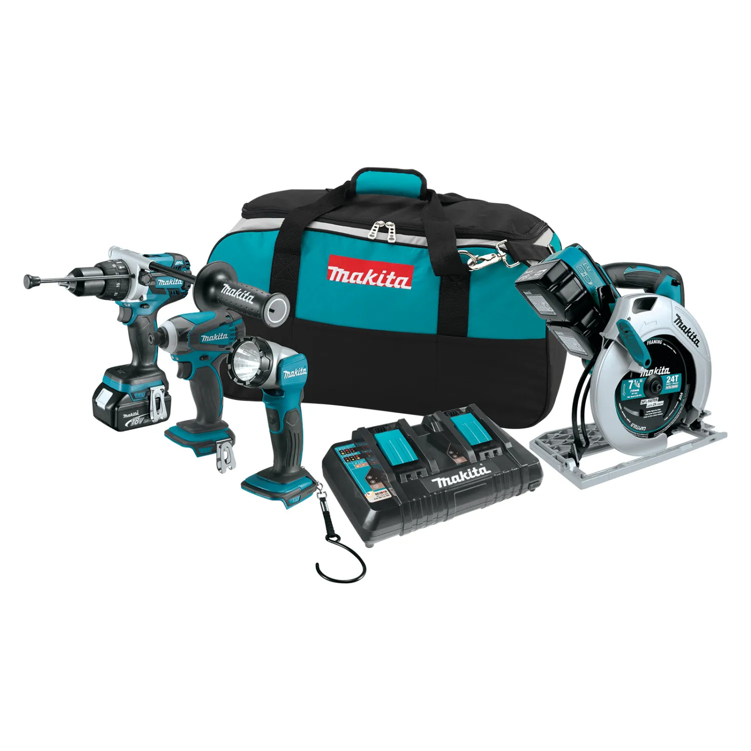 Makita XT439PMB Makita 18V LXT Lithium-Ion Cordless Impact Driver, Hammer Driver-Drill, Circular Saw, and LED Flashlight Combo Kit (4.0Ah) - XT439PMB