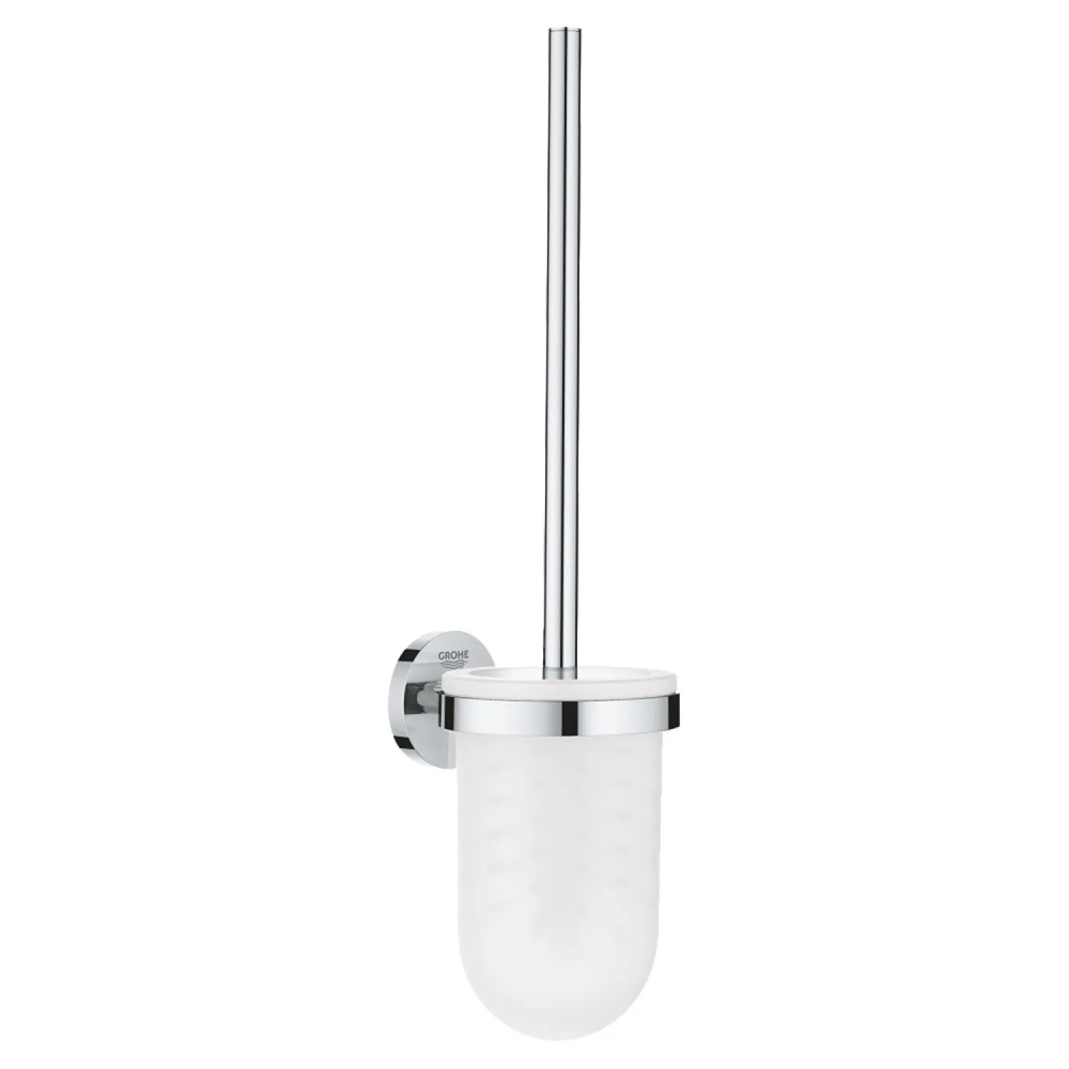 Grohe 40374001 GROHE Essentials Round Toilet Brush with Wall Mount Holder, Long-Life Finish, StarLight Chrome - 40374001