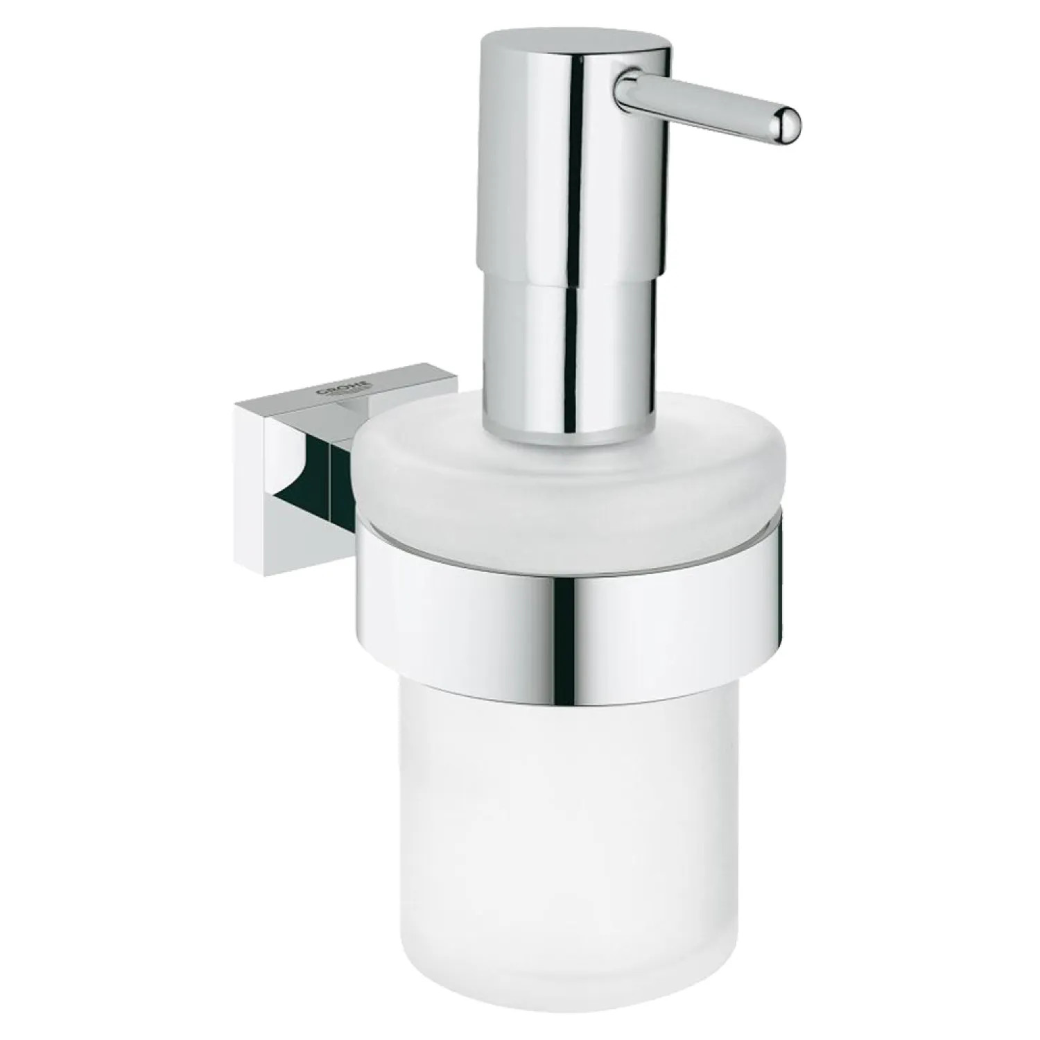 Grohe 40756001 Grohe Essentials Wall Mount Soap Dispenser with Holder, Round, Glass/Metal, Starlight Chrome - 40756001