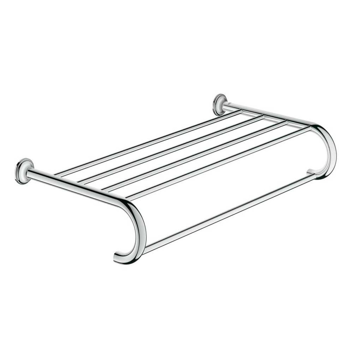 Grohe 40660001 Grohe Essentials Multi-Towel Rack with Towel Bar, Round, Curved Design, Starlight Chrome - 40660001