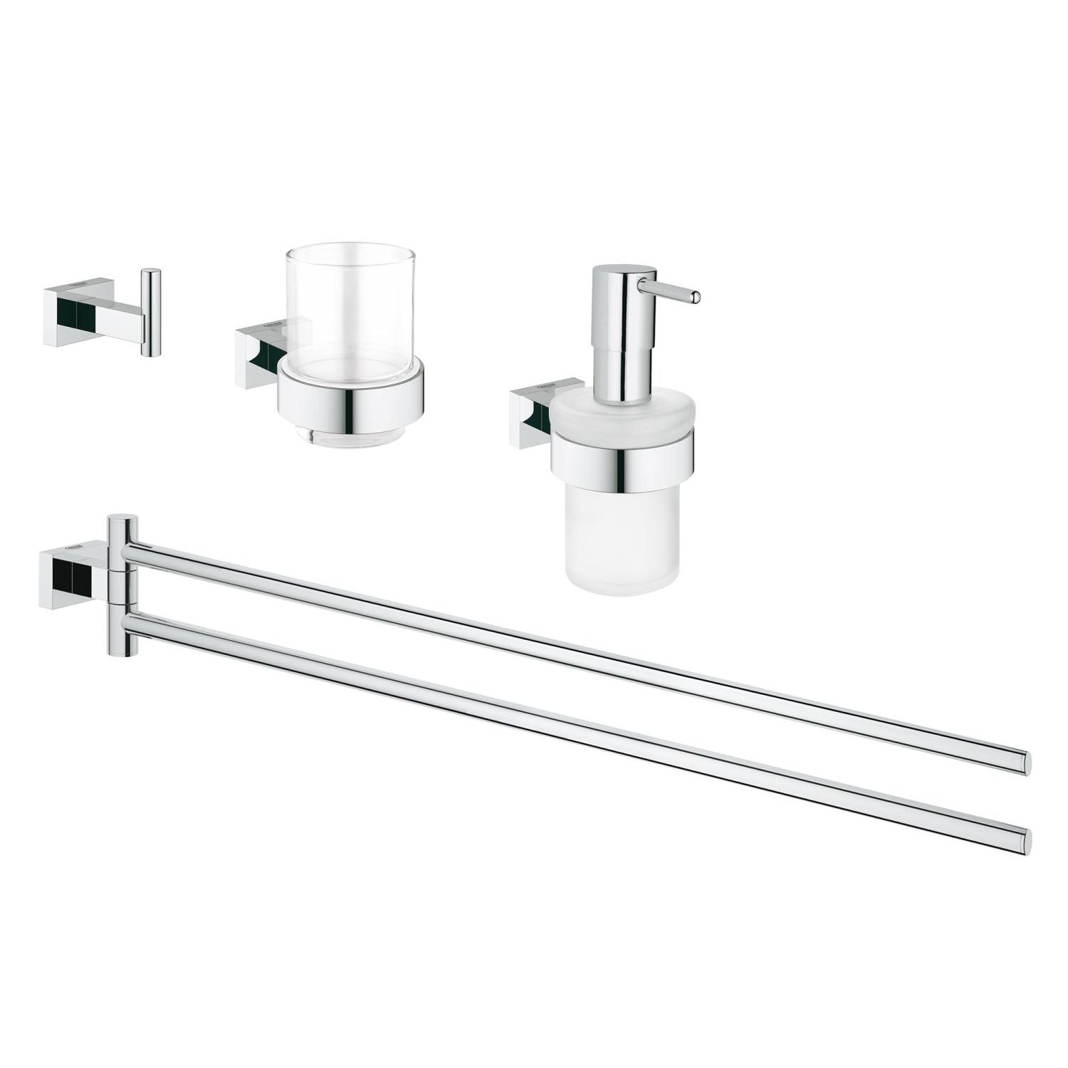 Grohe 40847001 Grohe 40847001 Essentials Cube 4-in-1 Bathroom Accessories Set, StarLight Chrome