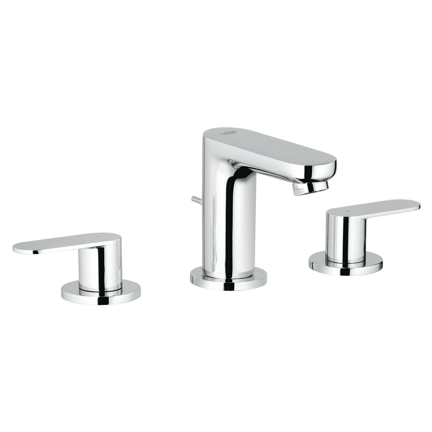 Grohe 2019900A Grohe Eurosmart Cosmopolitan StarLight Chrome S-Size Two-Handle Widespread Bathroom Faucet, 1.2 GPM, WaterSense, Lever Handles, Three-Holes - 2019900A