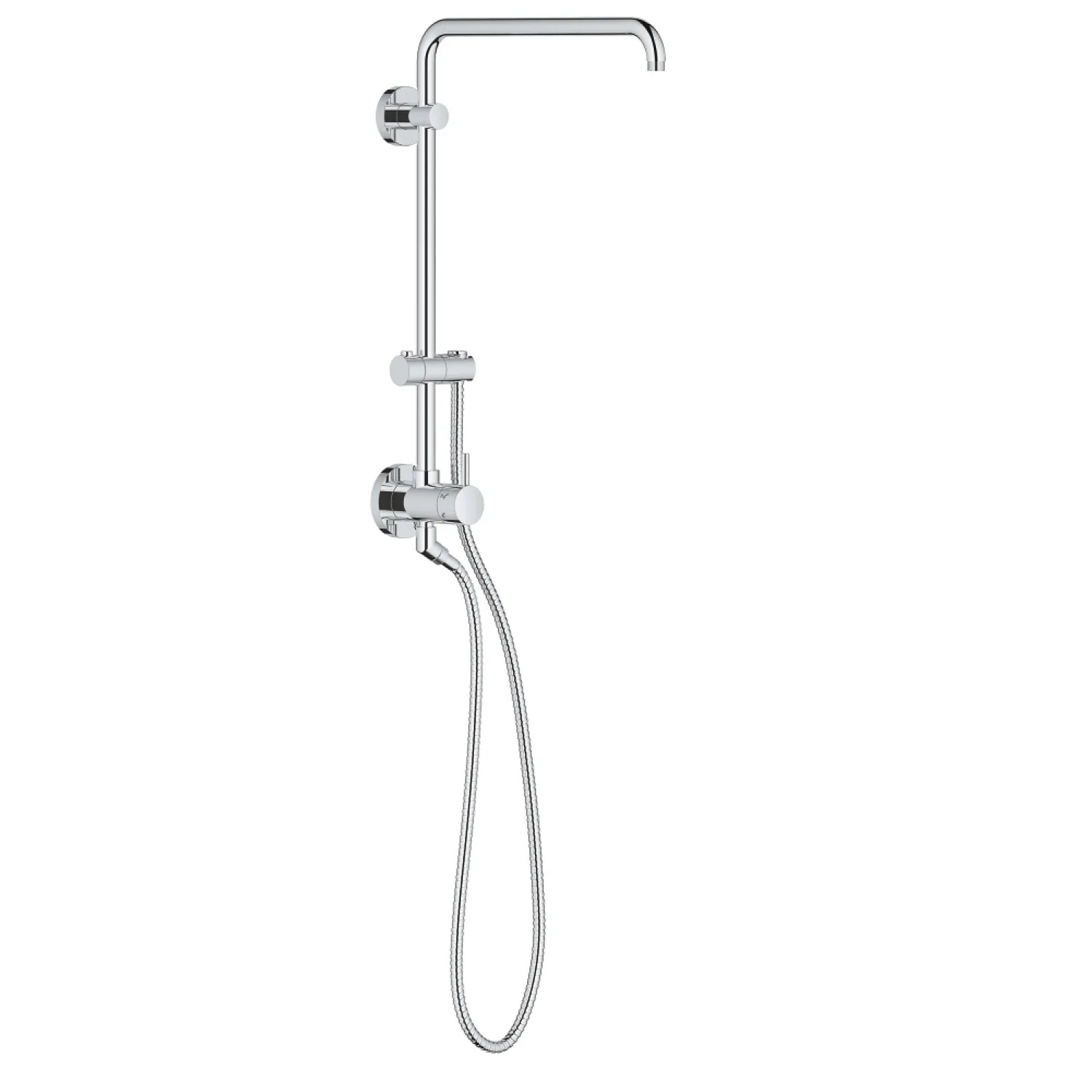 Grohe 26486000 Grohe Retro-Fit 18in Wall-Mounted Diverter Shower System with 17-11/16in Arm and 59in Rotaflex Hose, Less Head, StarLight Chrome - 26486000
