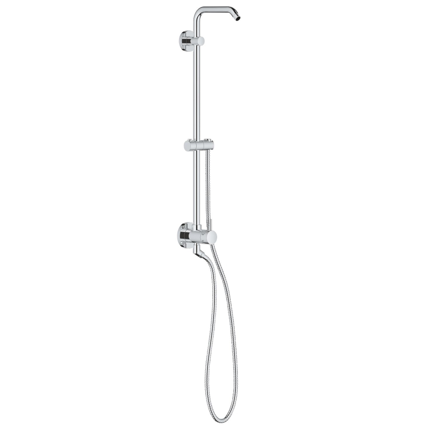 Grohe 26487000 Grohe Retro-Fit 25in Wall-Mounted Diverter Shower System with Shower Arm and 59in Rotaflex Hose, StarLight Chrome - 26487000