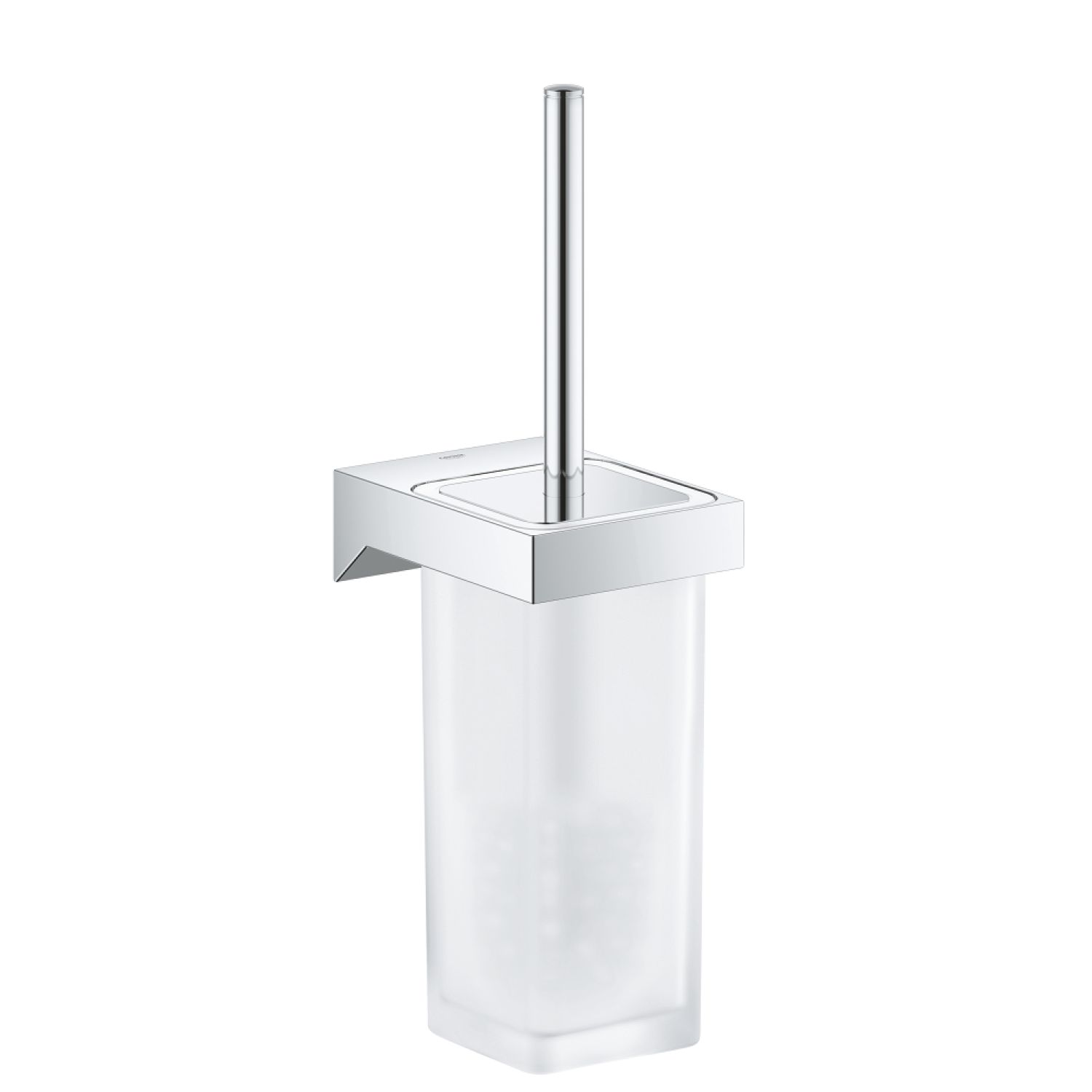Grohe 40857000 GROHE Selection Cube Square Toilet Brush with Wall Mount Holder, Long-Life Finish, Starlight Chrome - 40857000