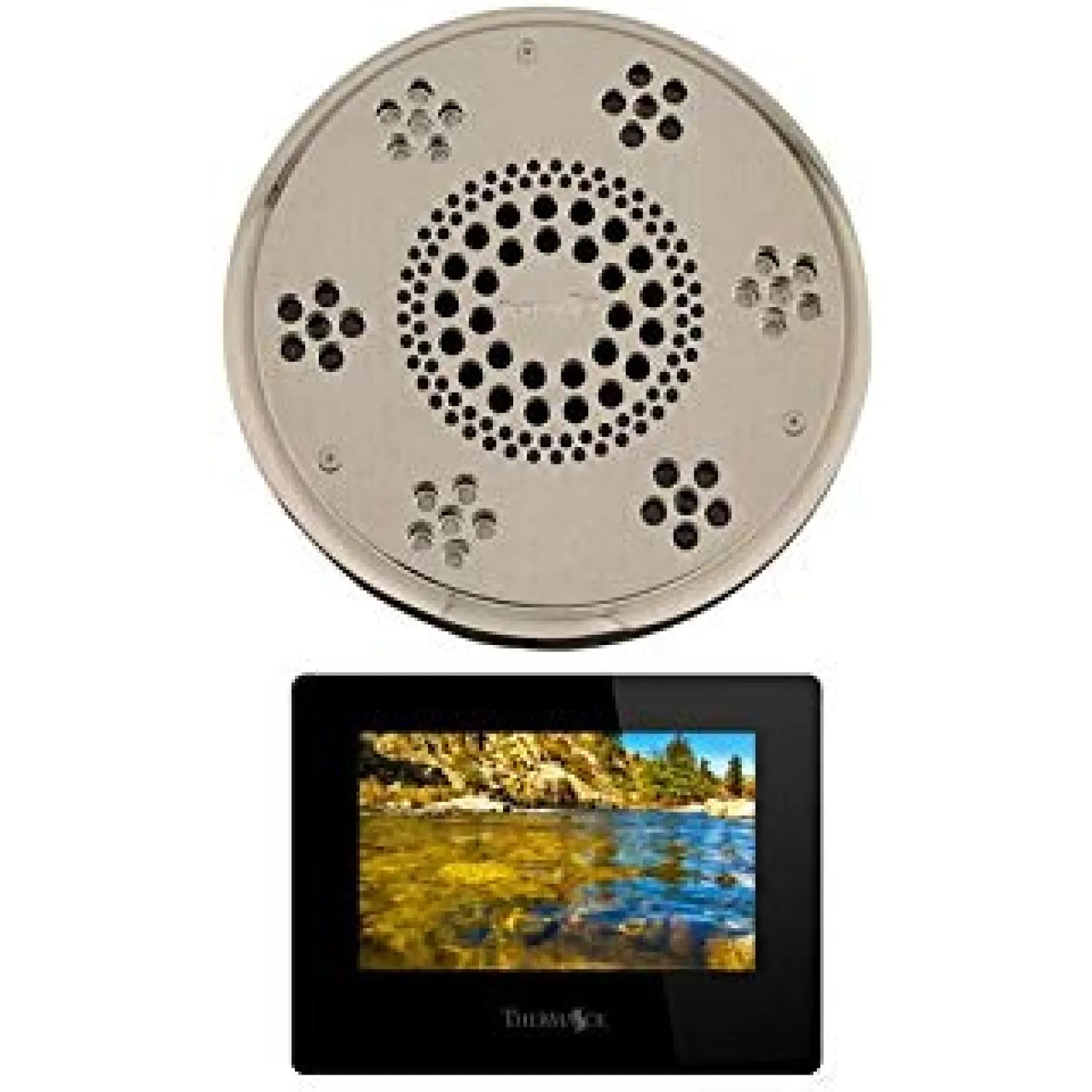 Thermasol SAST-SN Thermasol SAST-SN Serenity Stand Alone Light, Sound, Rain Head - Satin Nickel - Traditional