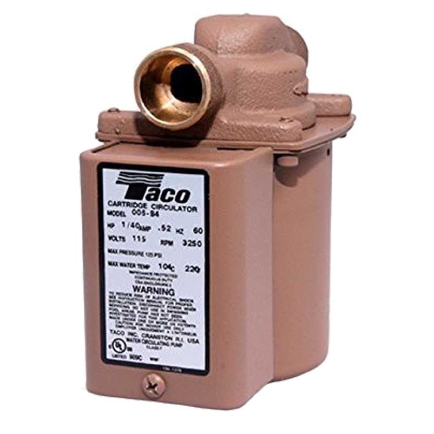 Taco 006-BC7-PNP Taco Plumb n' Plug 1-Phase Cartridge Circulator Pump with Analog Timer, Flow Check, 1/40 HP, 11.5 GPM, 115V, Bronze, 3/4