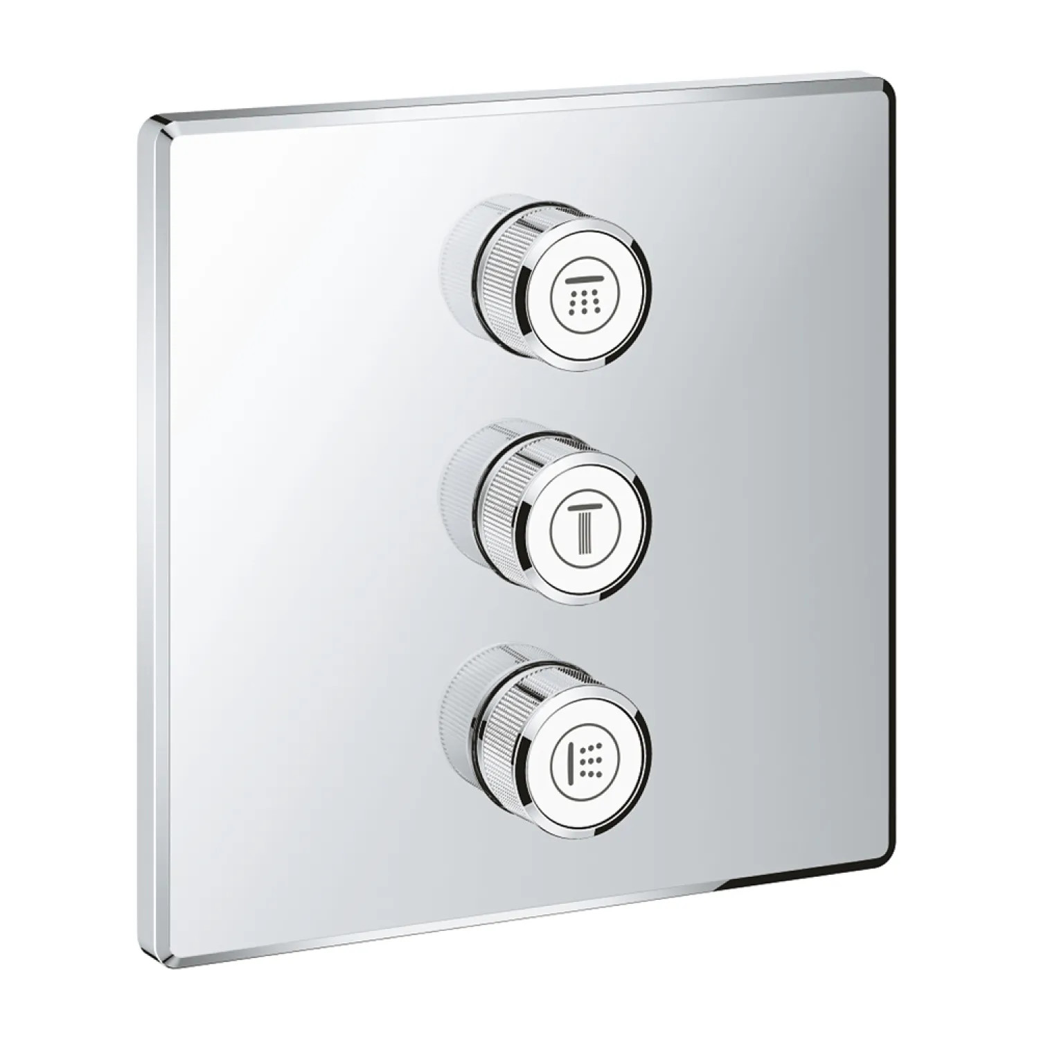 Grohe 29127000 Grohe Grohtherm SmartControl Square Triple Volume Control Trim Valve Trim, StarLight Chrome - 29127000
