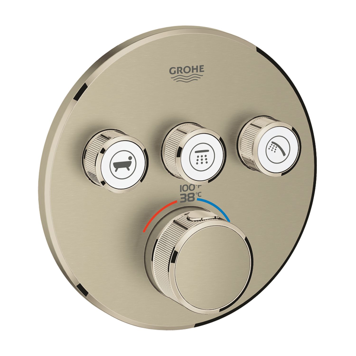 Grohe 29138EN0 Grohe Grohtherm SmartControl Round 3-Function Diverter Valve Trim, Brushed Nickel - 29138EN0