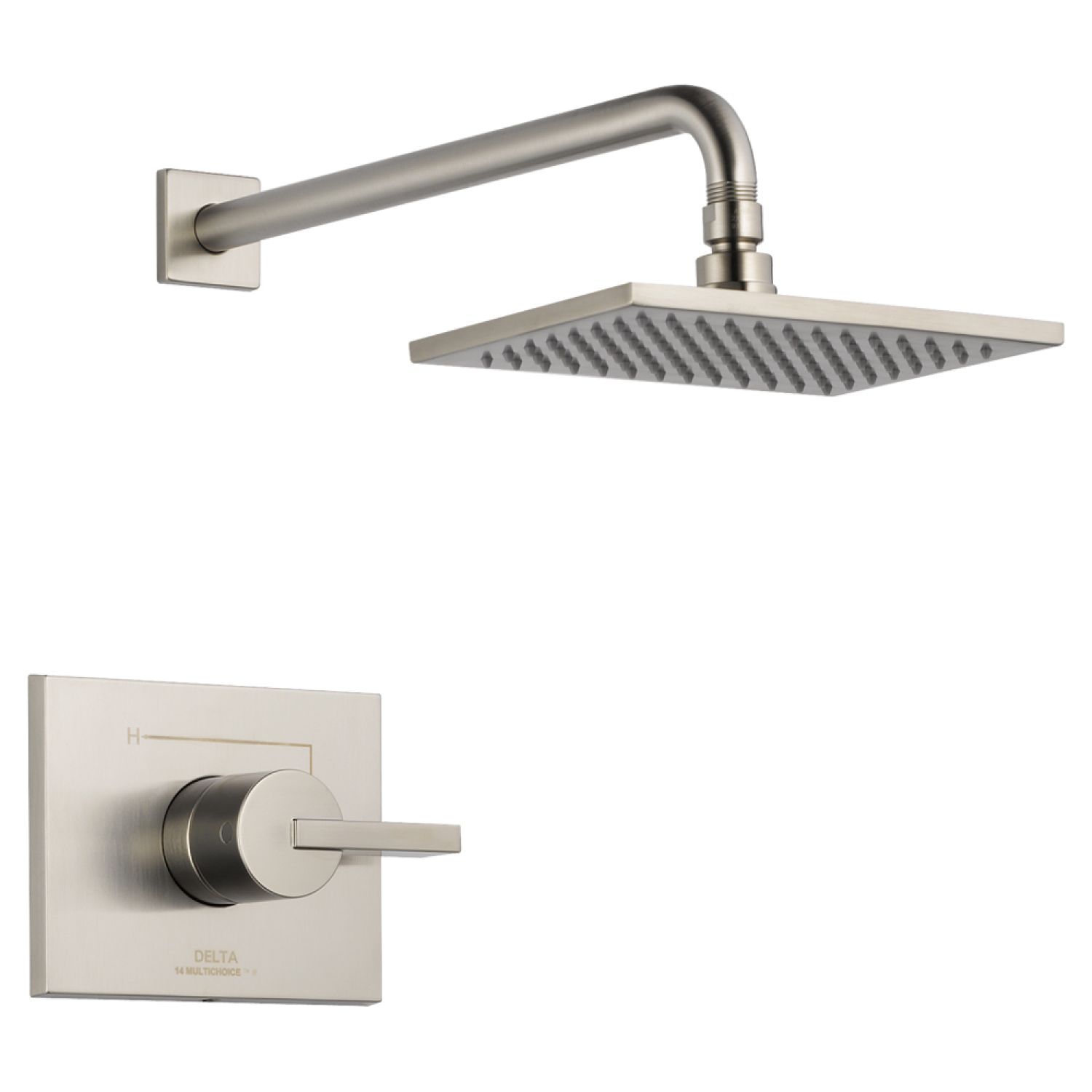 Delta T14253-SS Delta Vero Monitor 14 Series Single-Handle Raincan Shower Faucet, Single Setting, Touch-Clean, 2.5 GPM, Lever Handle, ADA, Stainless - T14253-SS