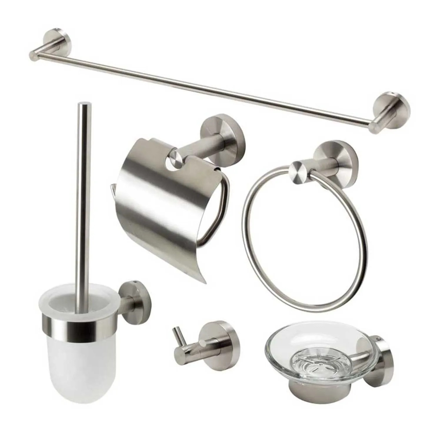 Alfi AB9513-BN ALFI 6-Piece Bathroom Accessory Set w/ Toilet Brush and Holder, 25-3/4