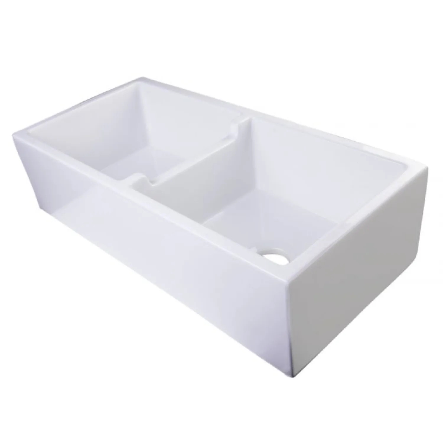 Alfi AB3918DB-B ALFI AB3918DB-B Double Bowl Smooth Fireclay Farm-Style Kitchen Sink, Biscuit