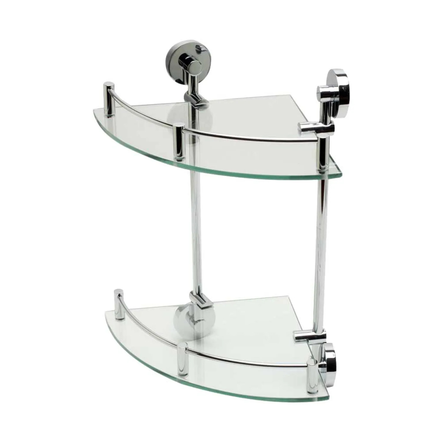 Alfi AB9548 ALFI Double Glass Shower Shelf with Chrome Accents, Corner Mounted - AB9548