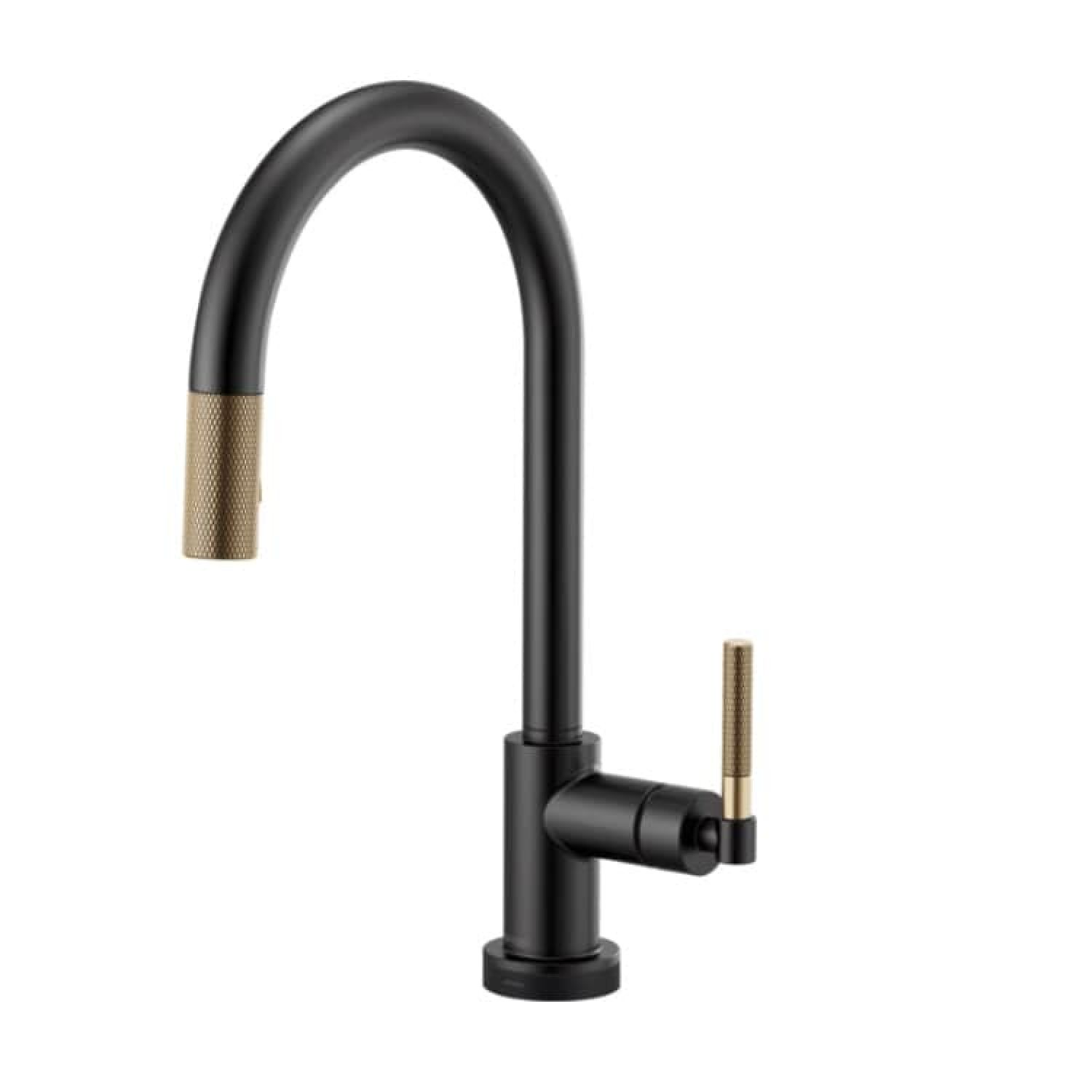 Brizo 64043LF-BLGL Brizo Litze Matte Black/Luxe Gold SmartTouch Single Handle Pull-Down Kitchen Faucet with Knurled Handle, MagneDock, 1.8 GPM - 64043LF-BLGL
