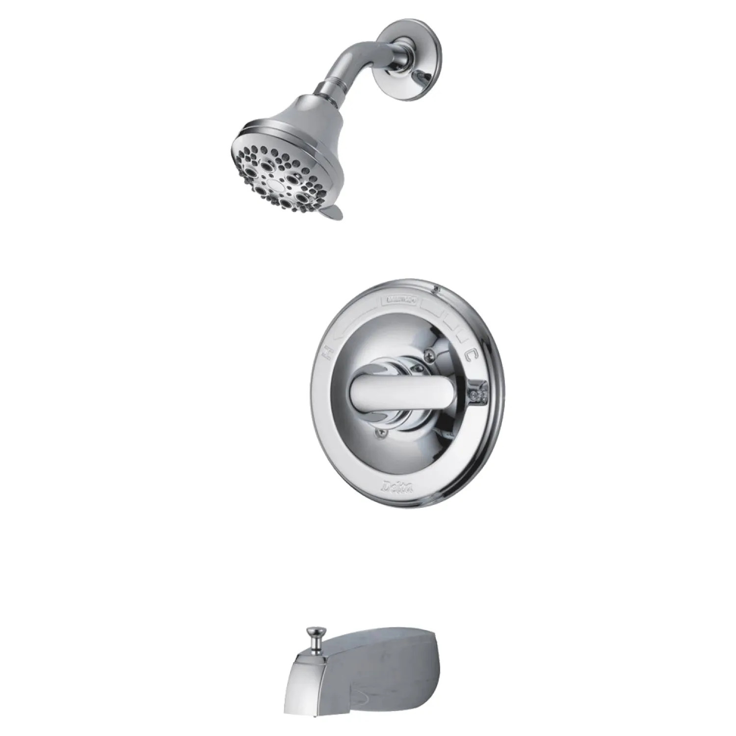 Delta 134900-A Delta Monitor 13 Series Single-Handle Tub/Shower Faucet with 5-Setting Showerhead, Touch-Clean, 1.75 GPM, Lever Handle, Chrome - 134900-A