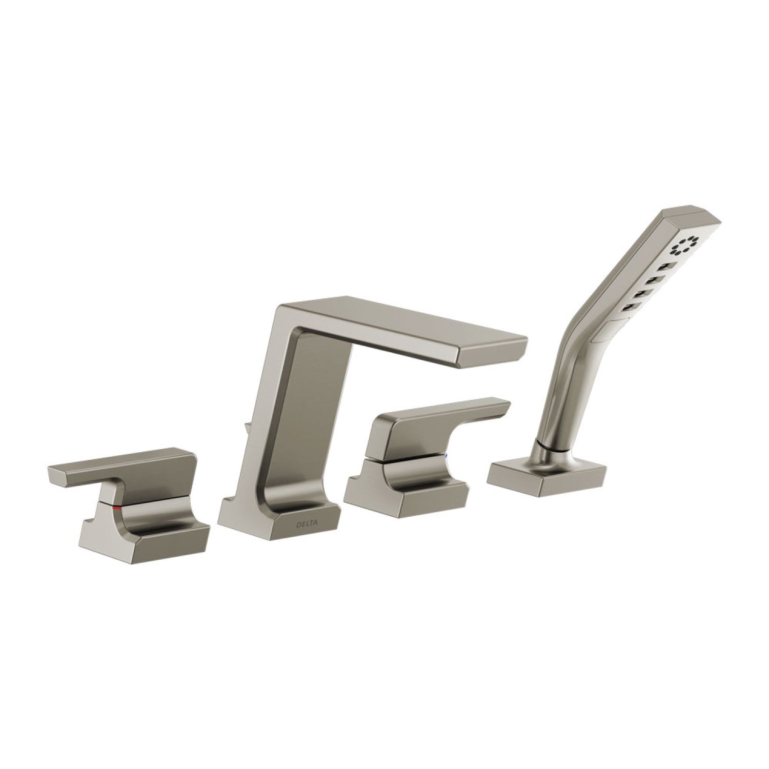 Delta T4799-SS Delta Pivotal Two-Handle Roman Tub Faucet Trim with 1.75 GPM Three-Setting Hand Shower, H2Okinetic, Angular Spout, Lever Handles, Stainless - T4799-SS