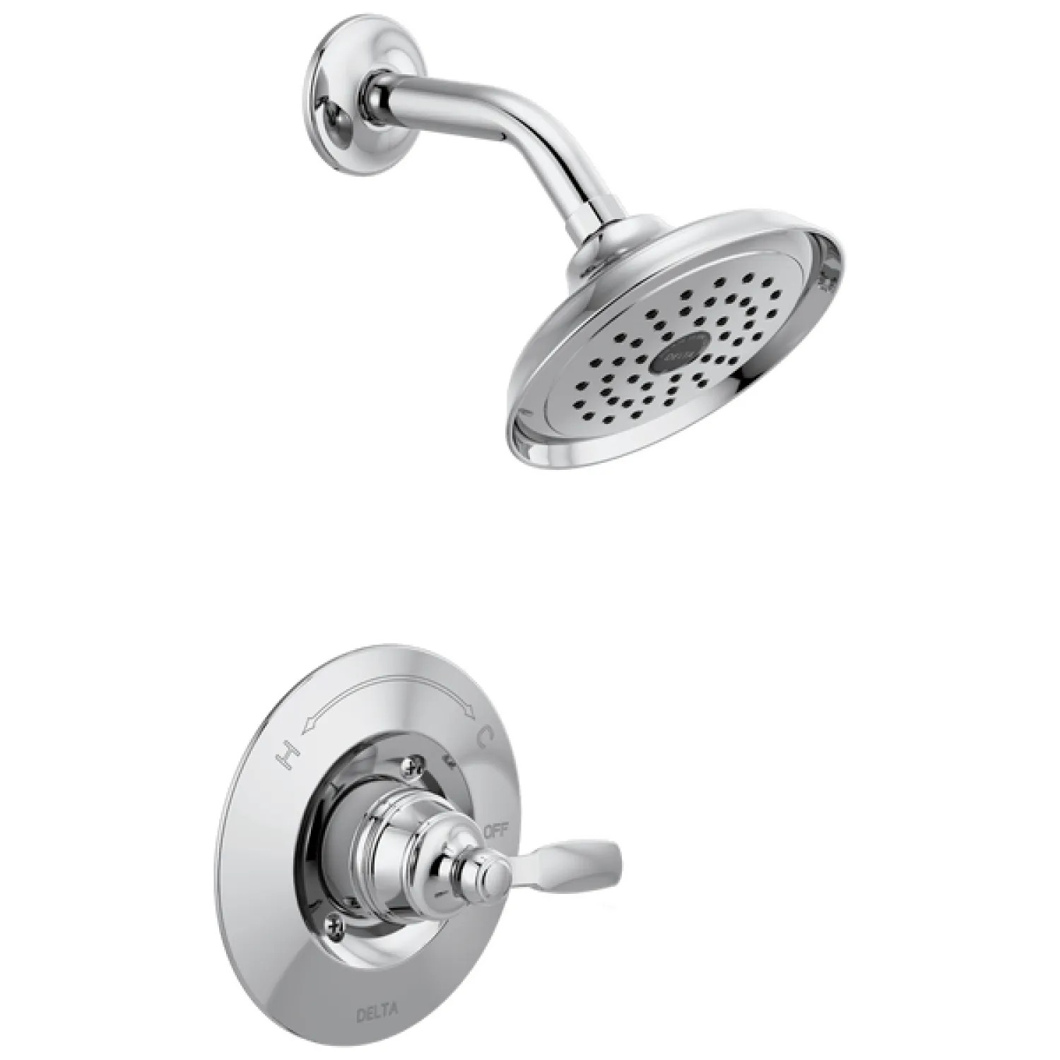 Delta T14232 Delta Woodhurst Monitor 14 Series Single-Setting Rain Shower Faucet, Touch-Clean, 1.75 GPM, Single Lever Handle, ADA, Chrome - T14232