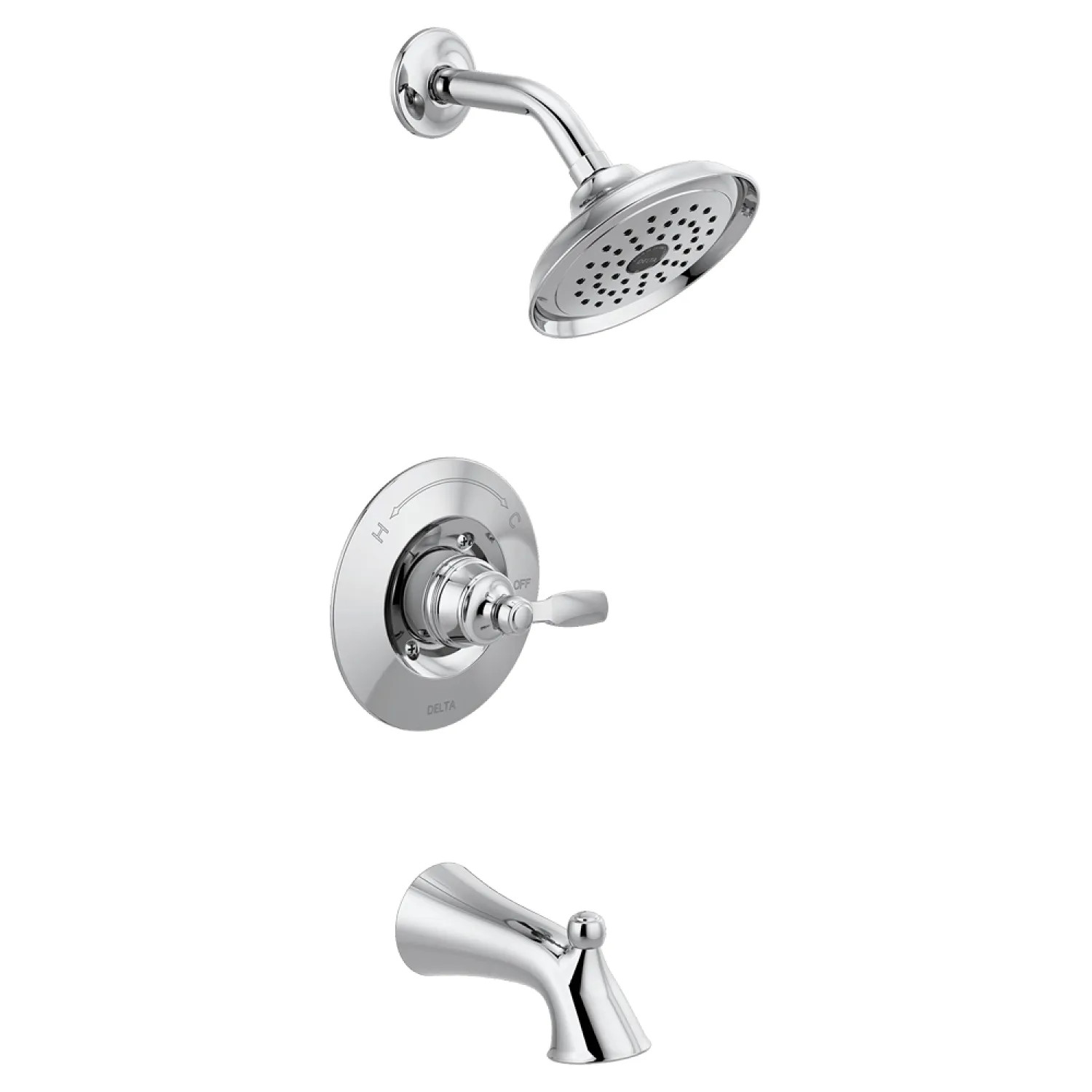 Delta T14432 Delta Woodhurst Monitor 14 Series Single-Handle Tub/Shower Faucet with Rain Showerhead, Touch-Clean, 1.75 GPM, Lever Handle, Chrome - T14432