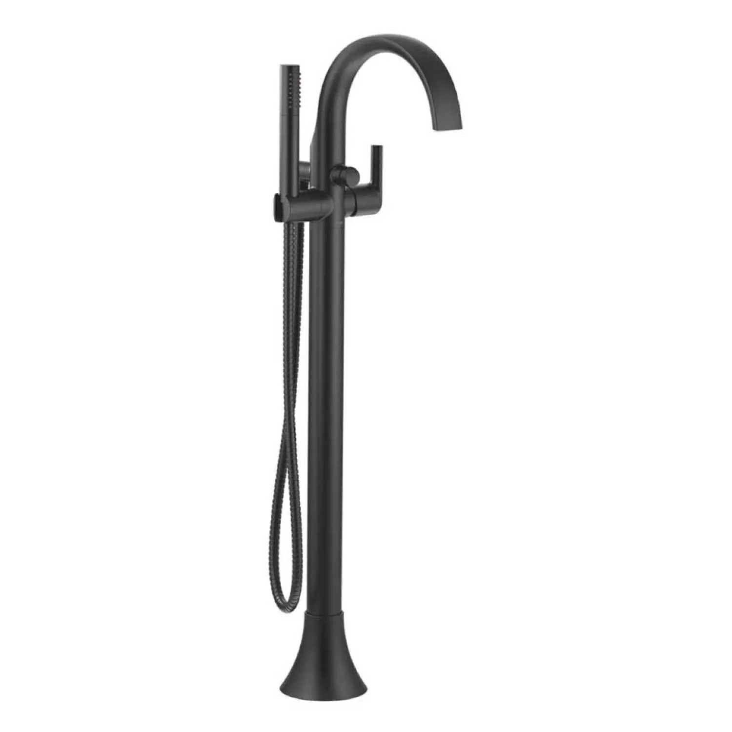 Moen S3105BL Moen Doux 6 GPM Single-Handle Freestanding Tub Filler with 1.75 GPM Single-Function Hand Shower, 59in Metal Hose, Matte Black - S3105BL